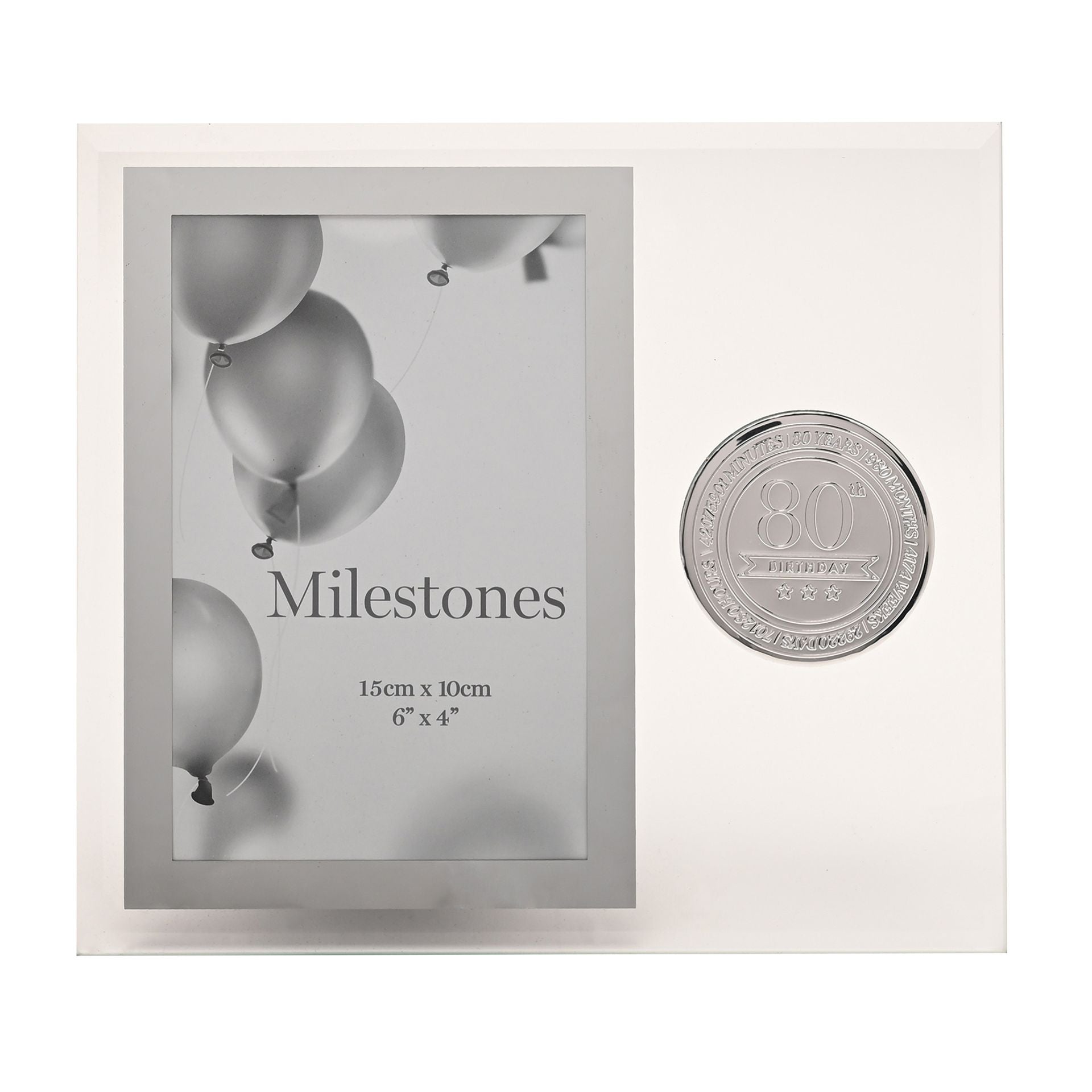 Milestones Glass Frame with Metal Badge 4" x 6" - 80