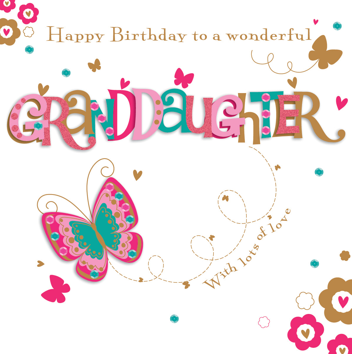 Wonderful Granddaughter Birthday Card - Butterflys