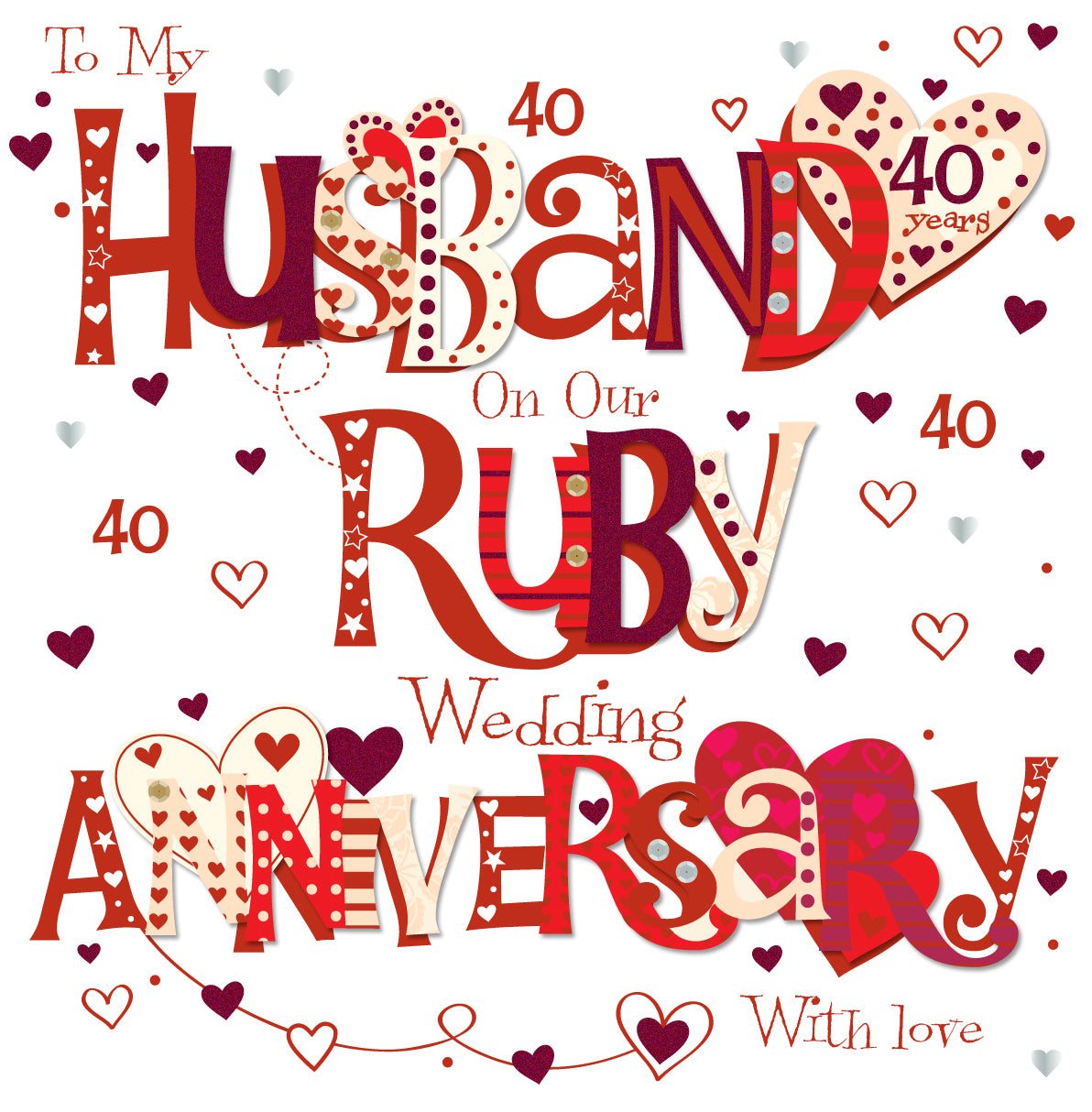 To My Husband on Our 40th Wedding Anniversary Card