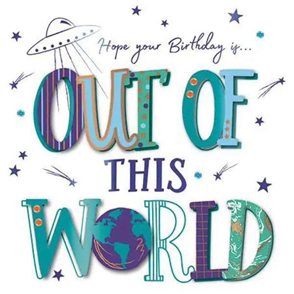 Birthday Card - Outr of This World - Handmade Decoupage
