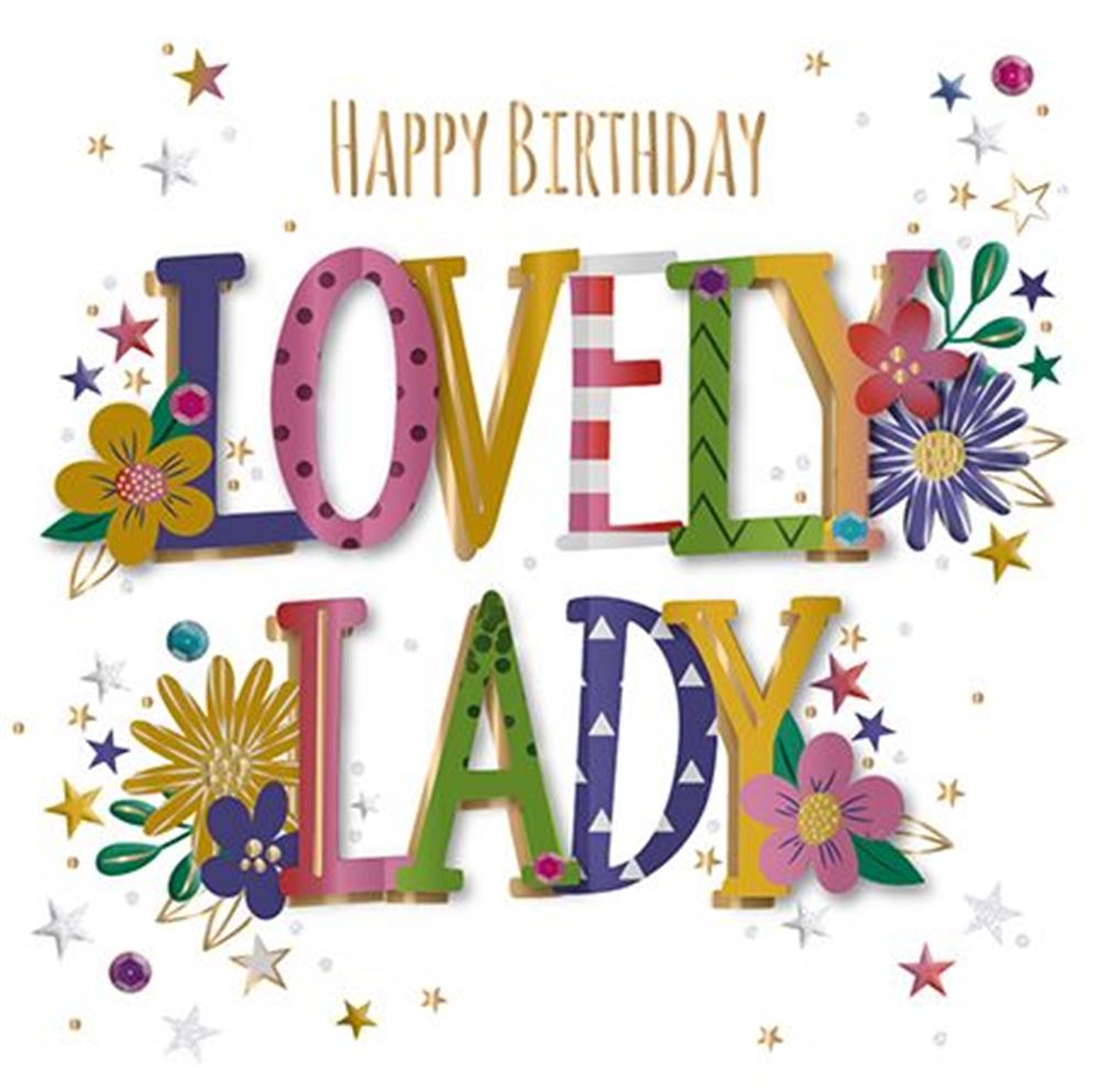 General Female Birthday Card - Lovely Lady with Flower
