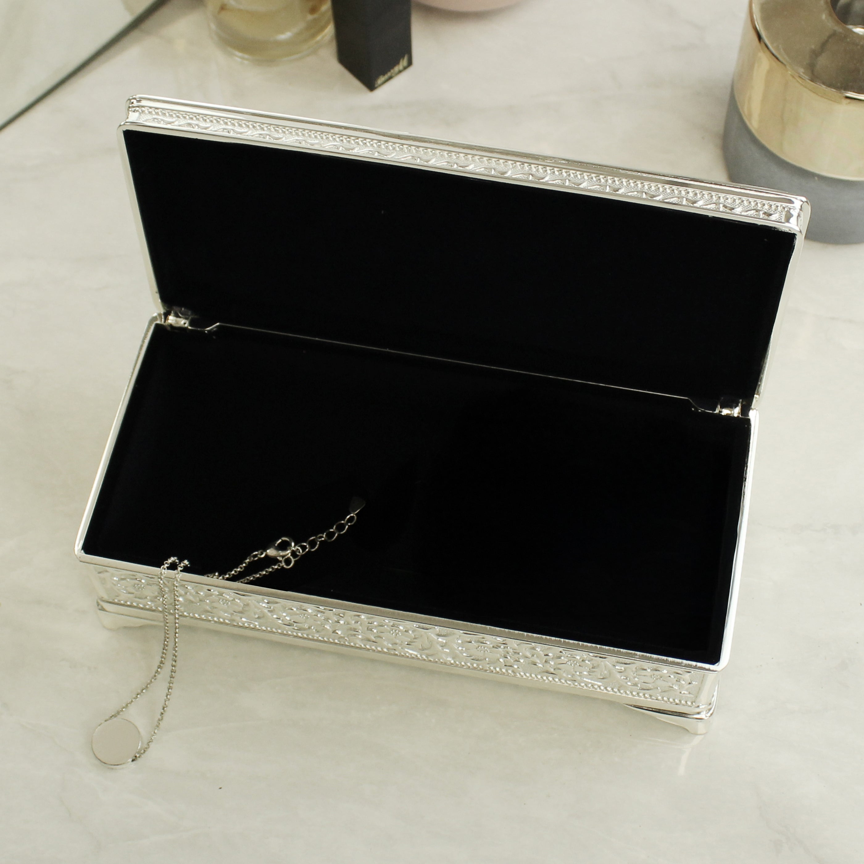 Personalised Antique Silver Plated Jewellery Box