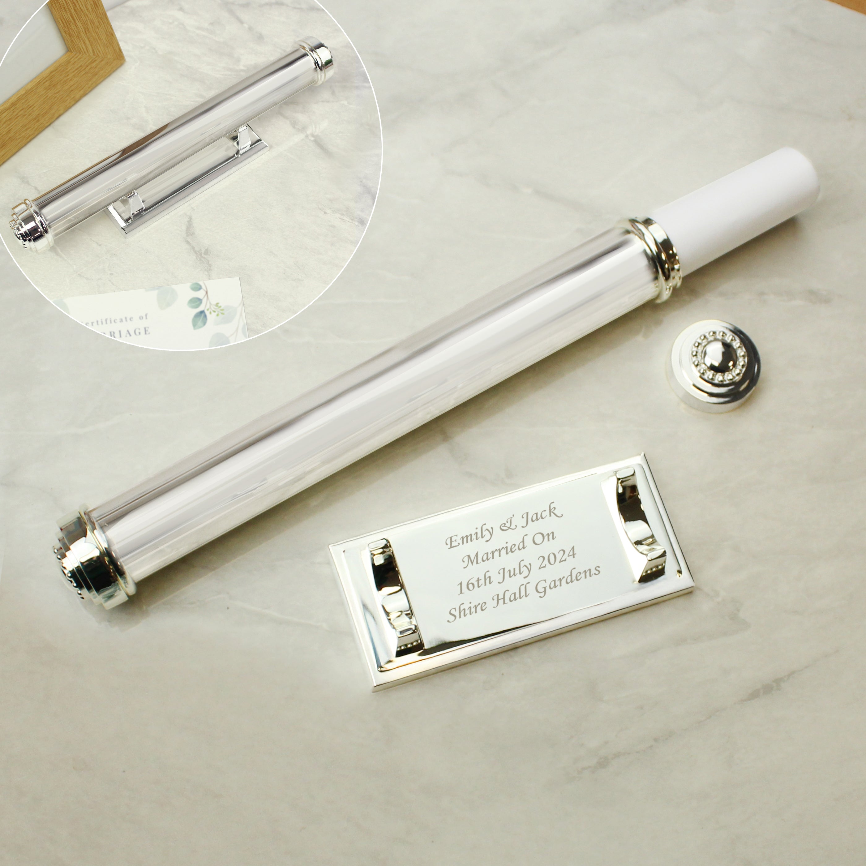 Personalised Plain Silver Plated Certificate Holder