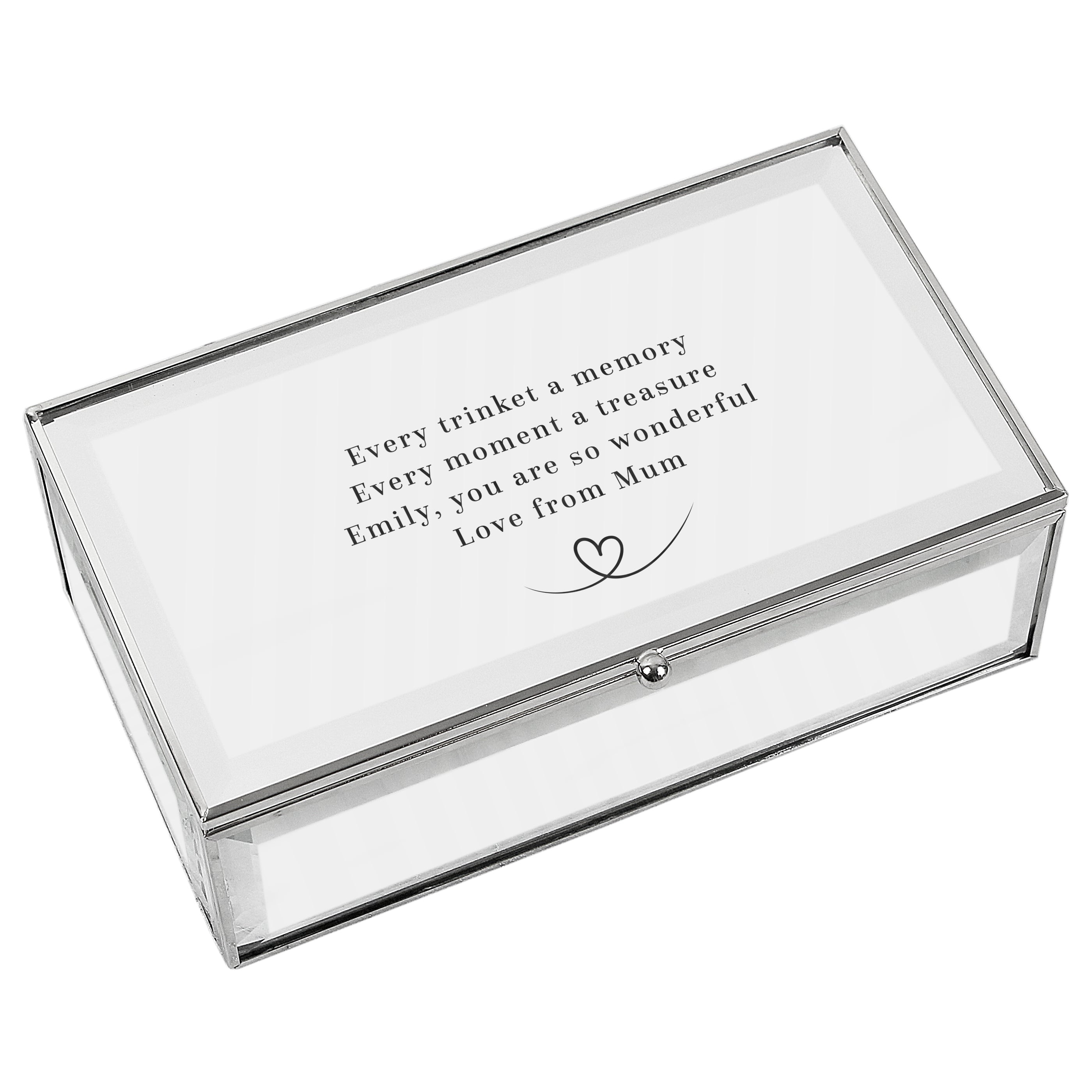 Personalised Heart Mirrored Jewellery Box