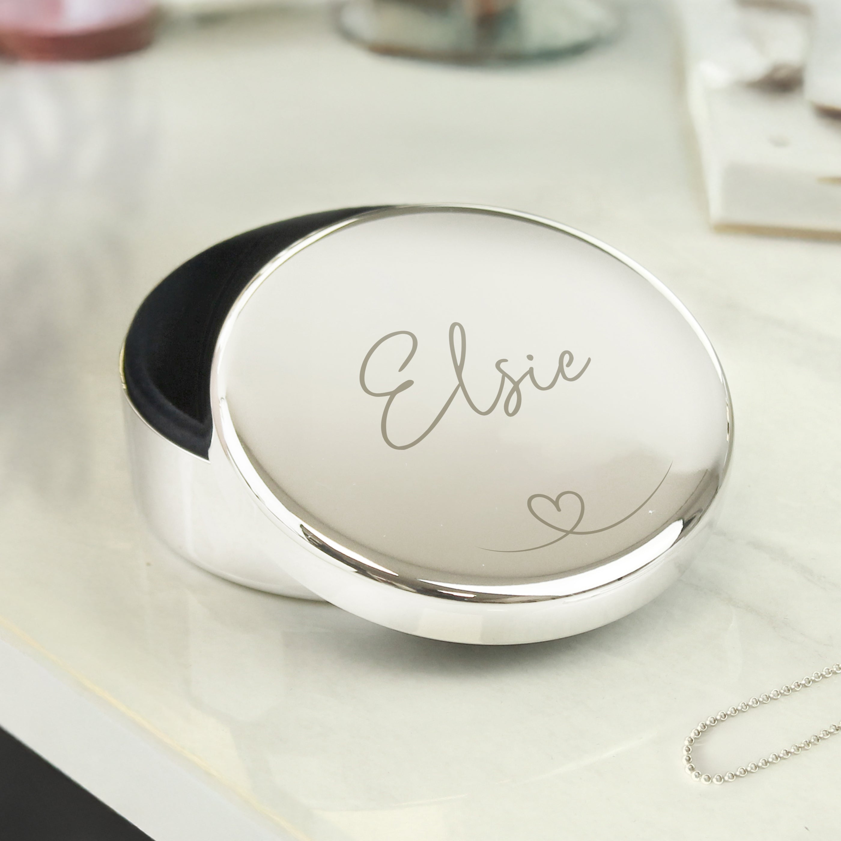 Personalised Heart Round Trinket Box
