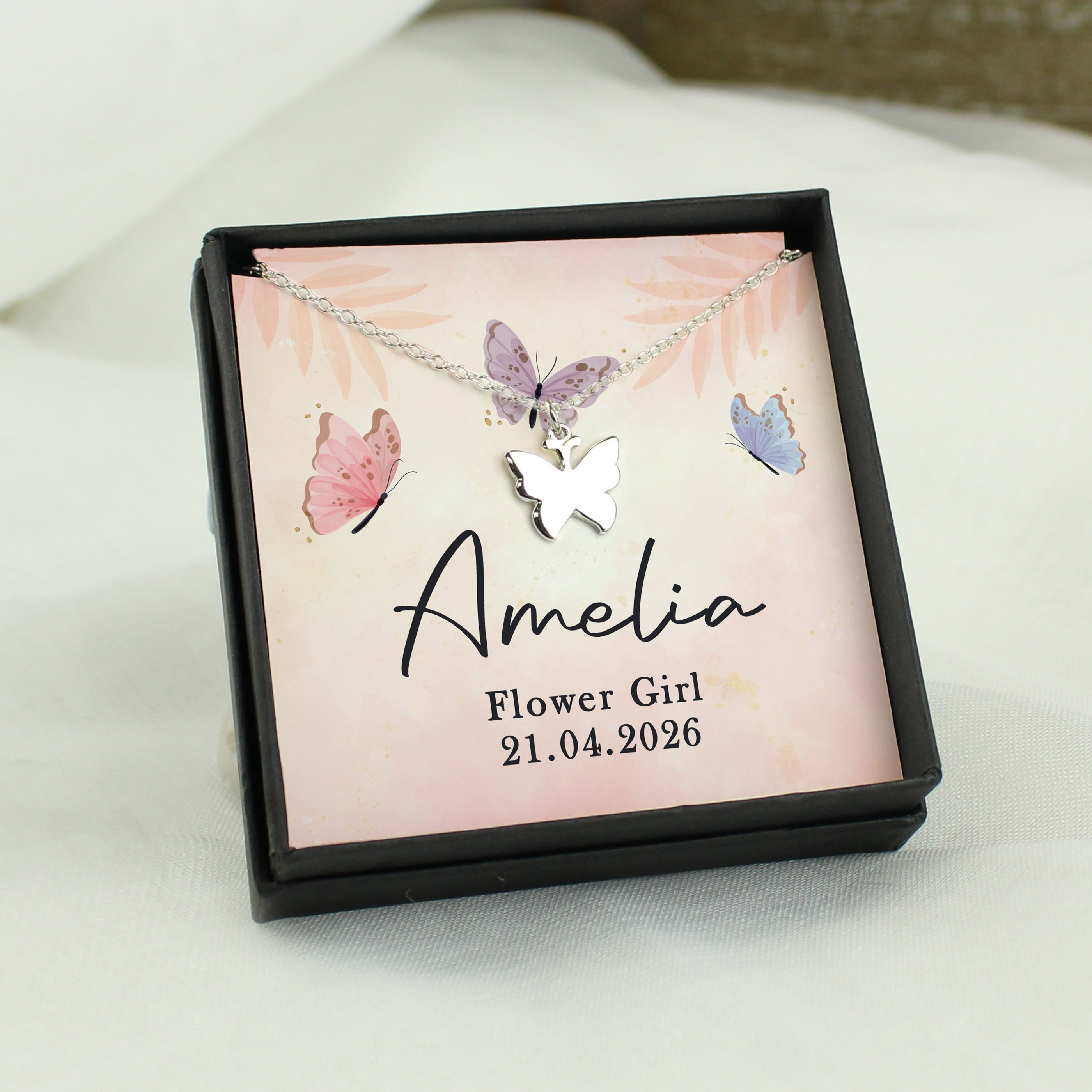 Personalised Sentiment Card & Butterfly Necklace