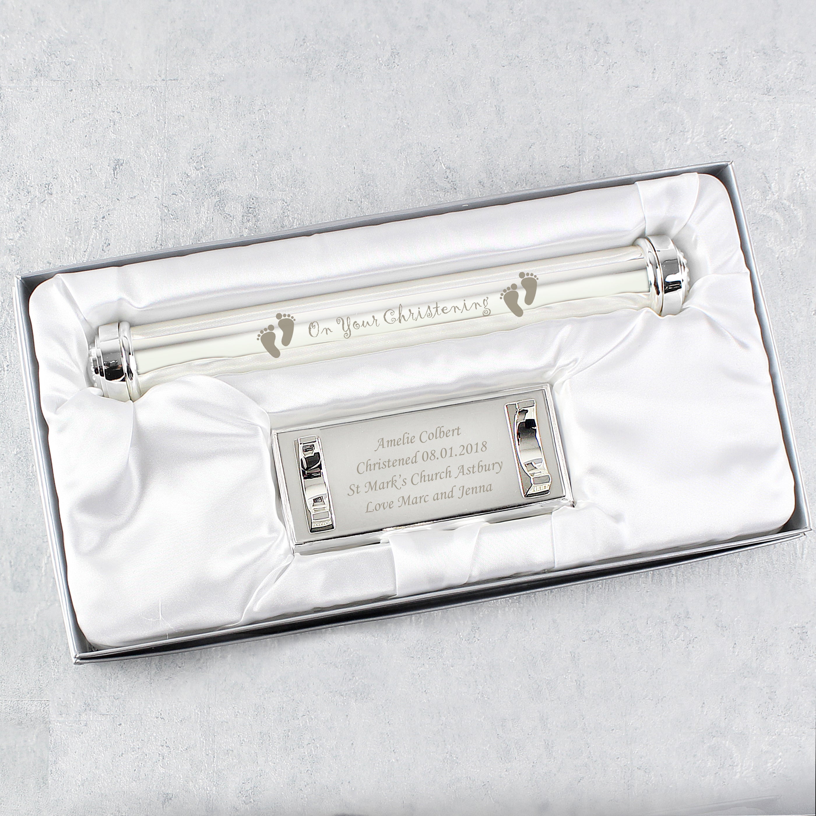 Personalised Christening Silver Plated Certificate Holder