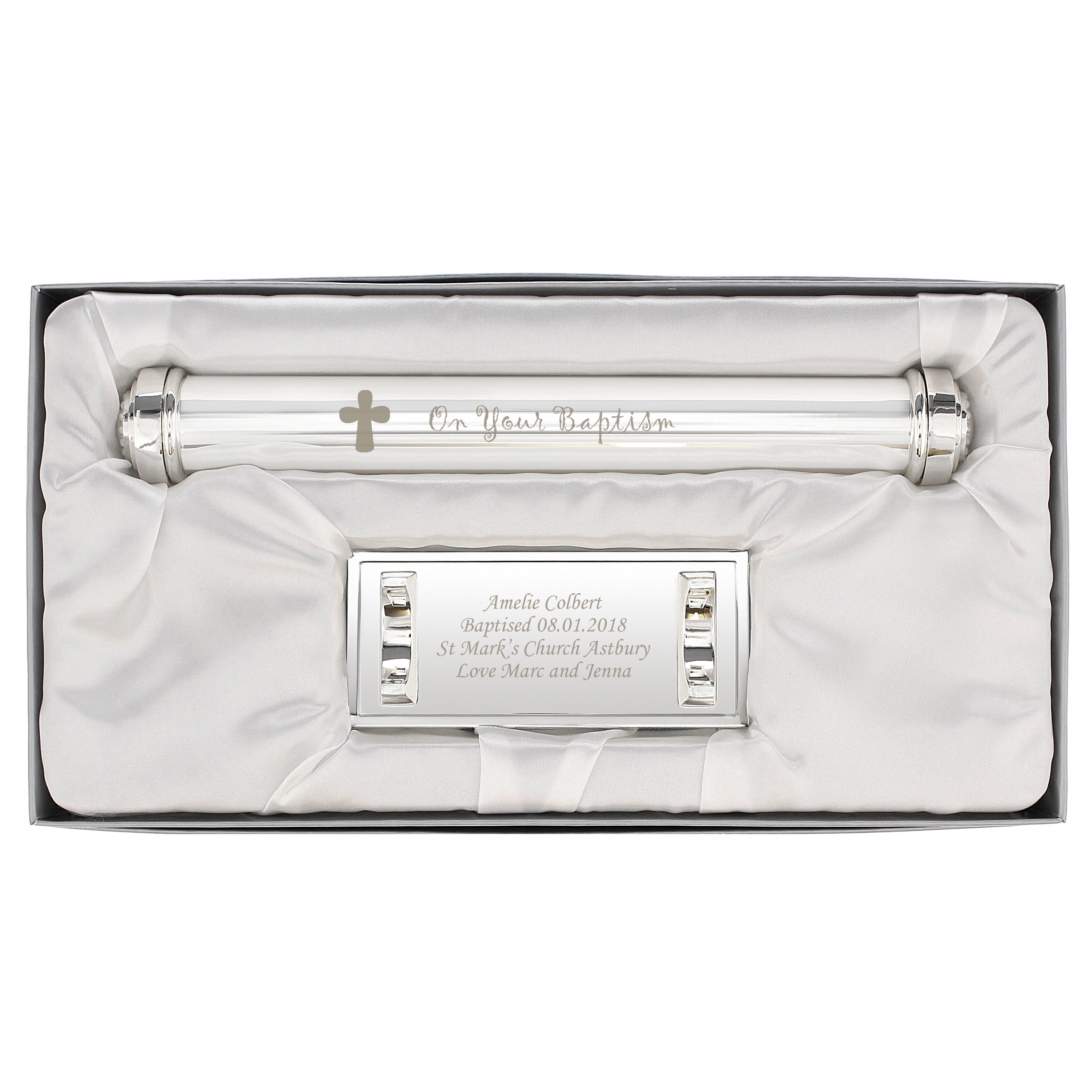 Personalised Baptism Silver Plated Certificate Holder