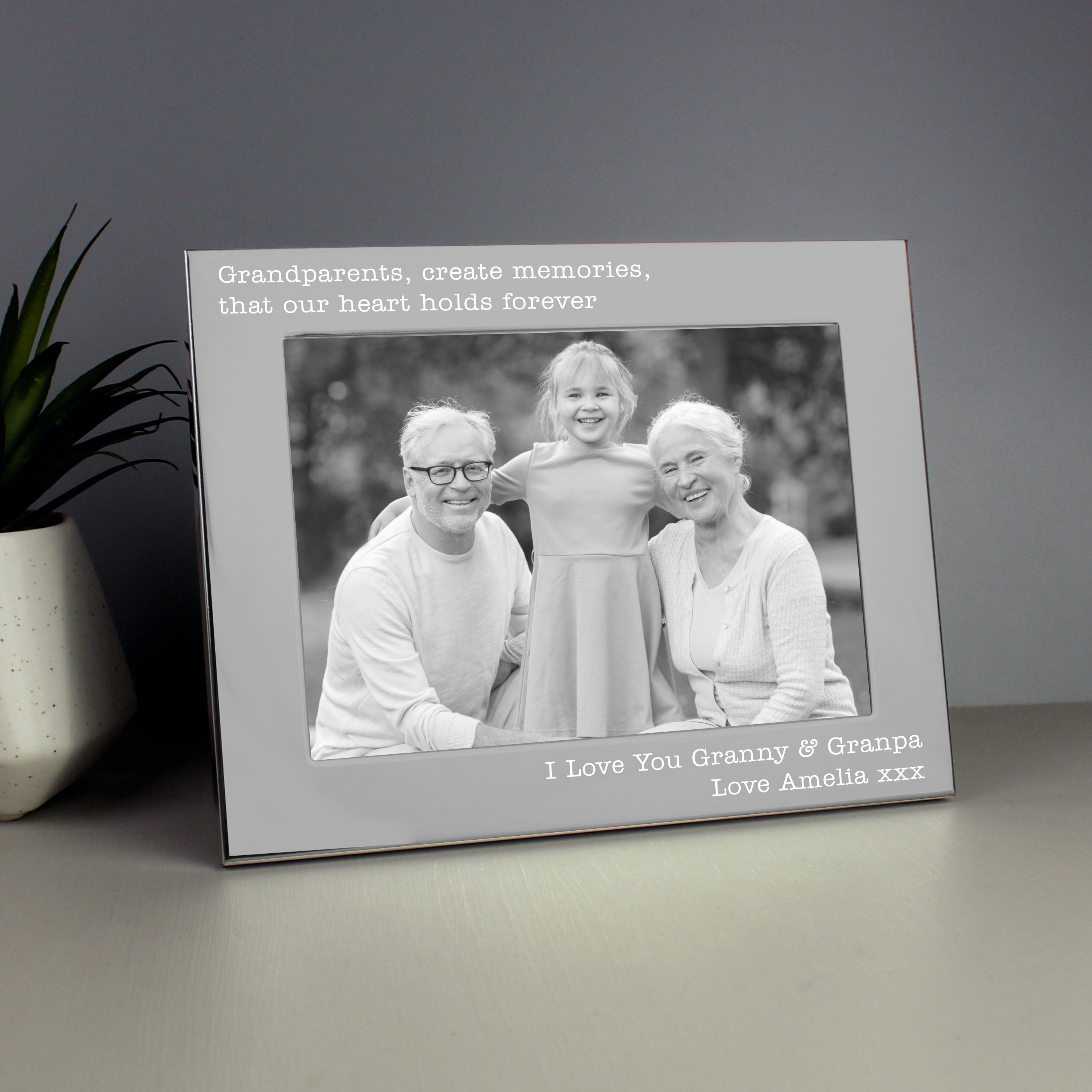 Personalised Free Text 5 x 7 Landscape Silver Photo Frame
