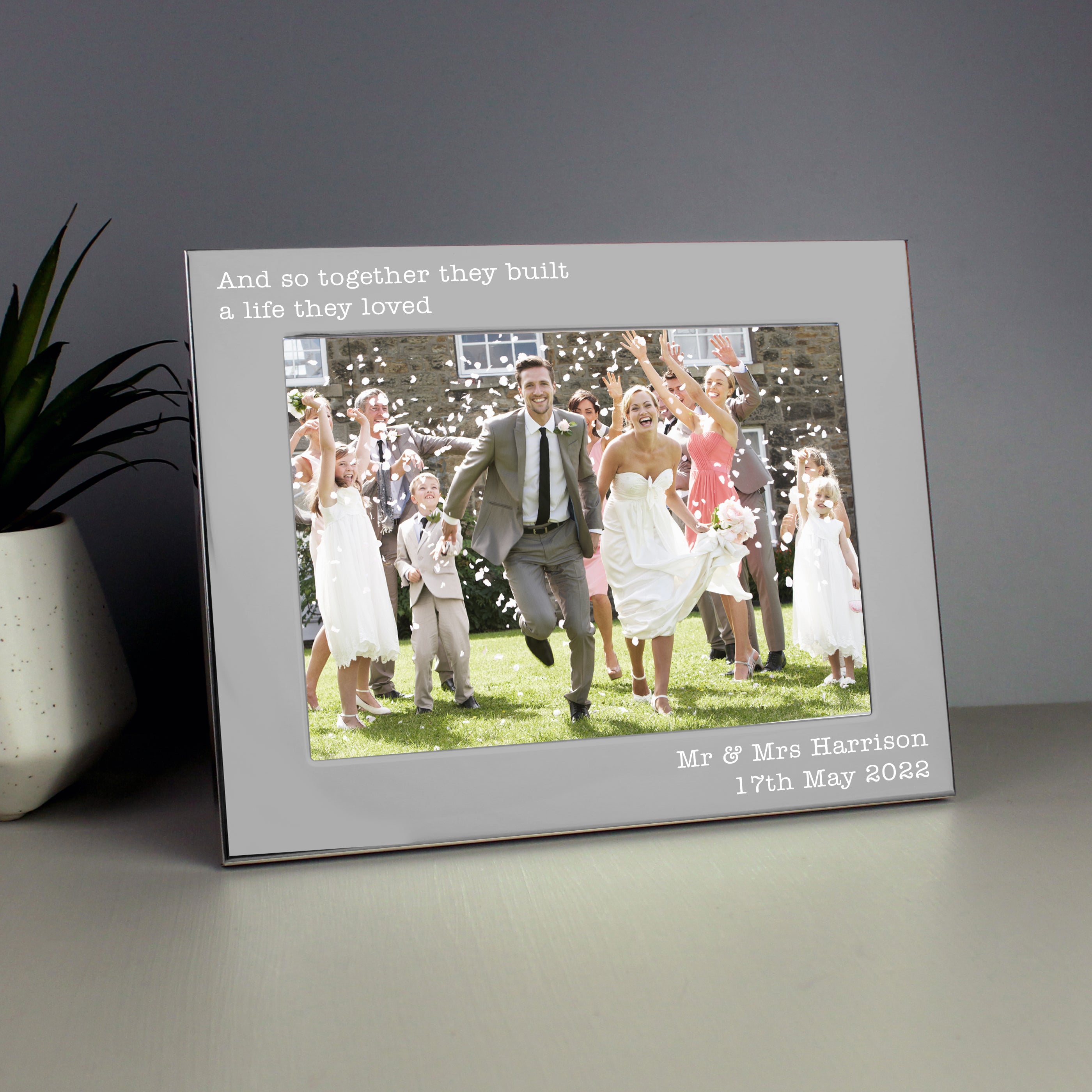 Personalised Free Text 5 x 7 Landscape Silver Photo Frame