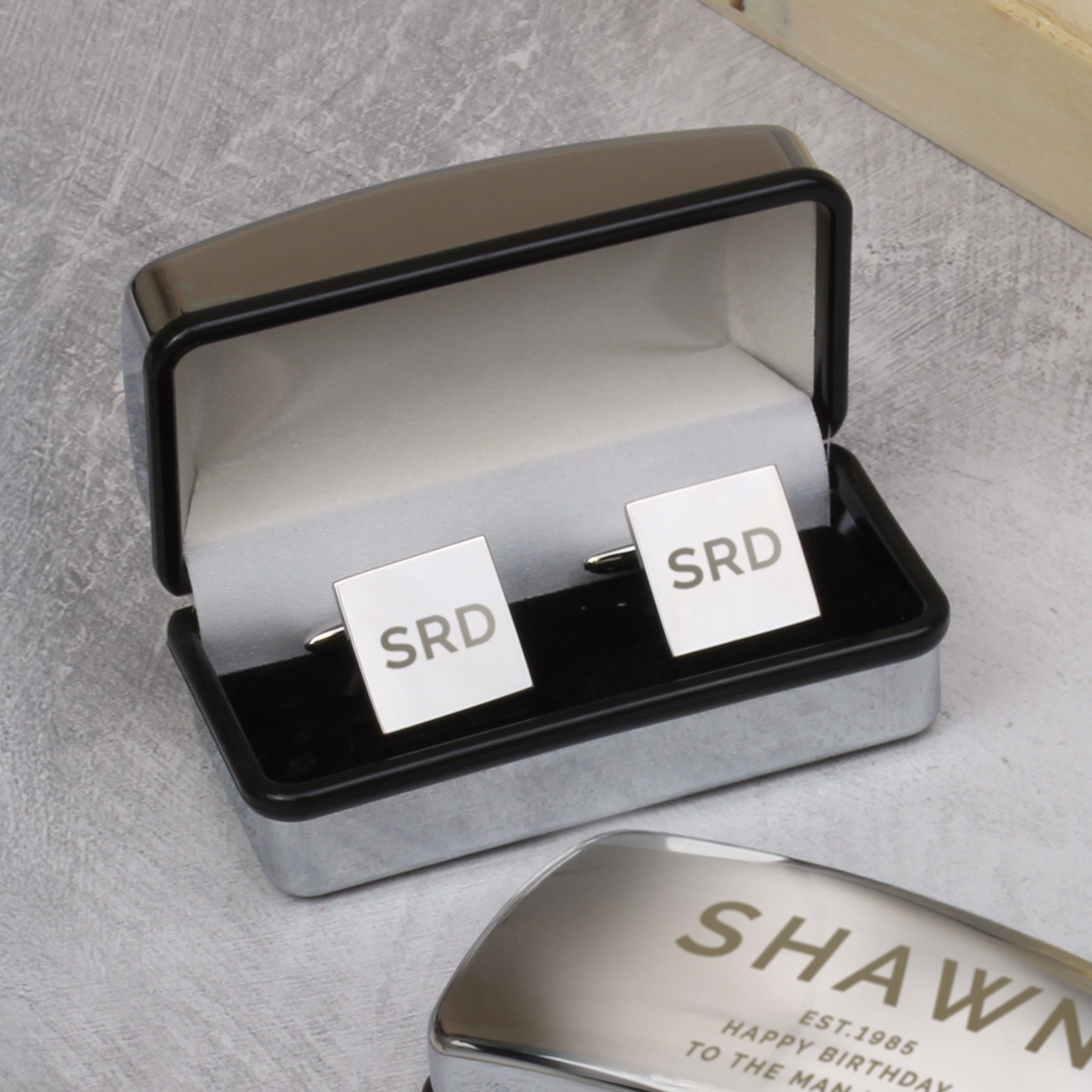 Personalised Initial Cufflinks & Bold Cufflink Box