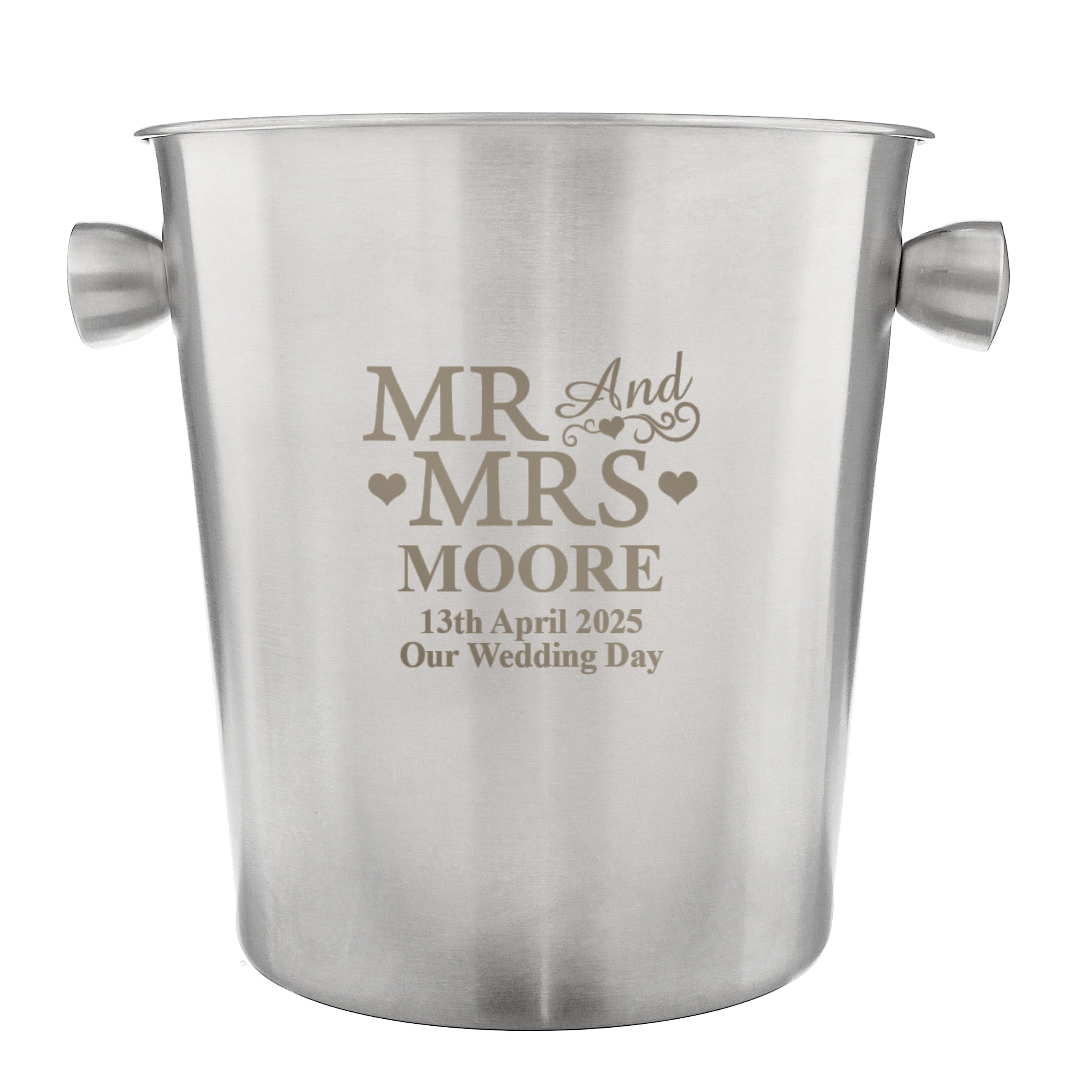 Personalised Mr & Mrs Stainless Steel Ice Bucket