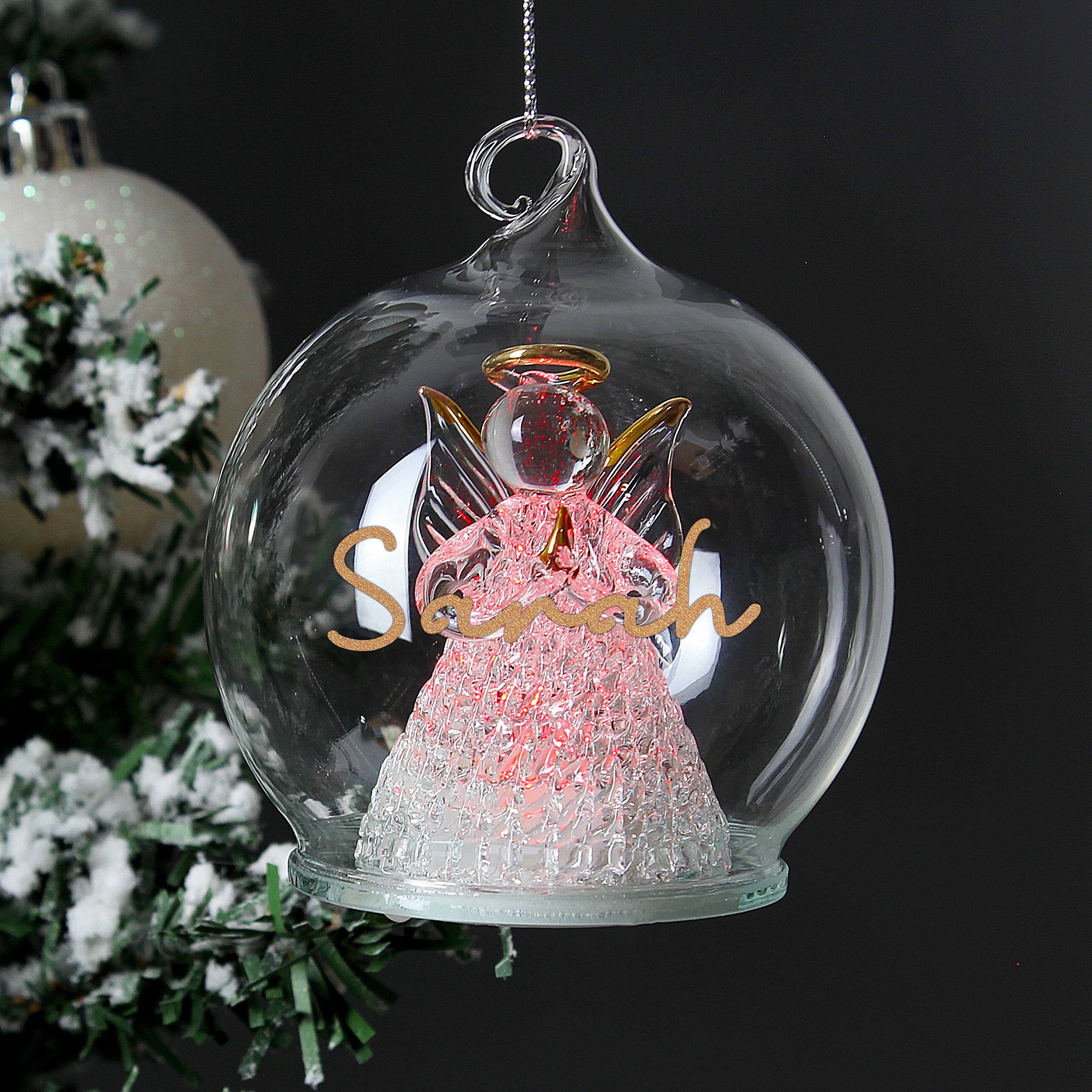 Personalised Christmas LED Angel Bauble