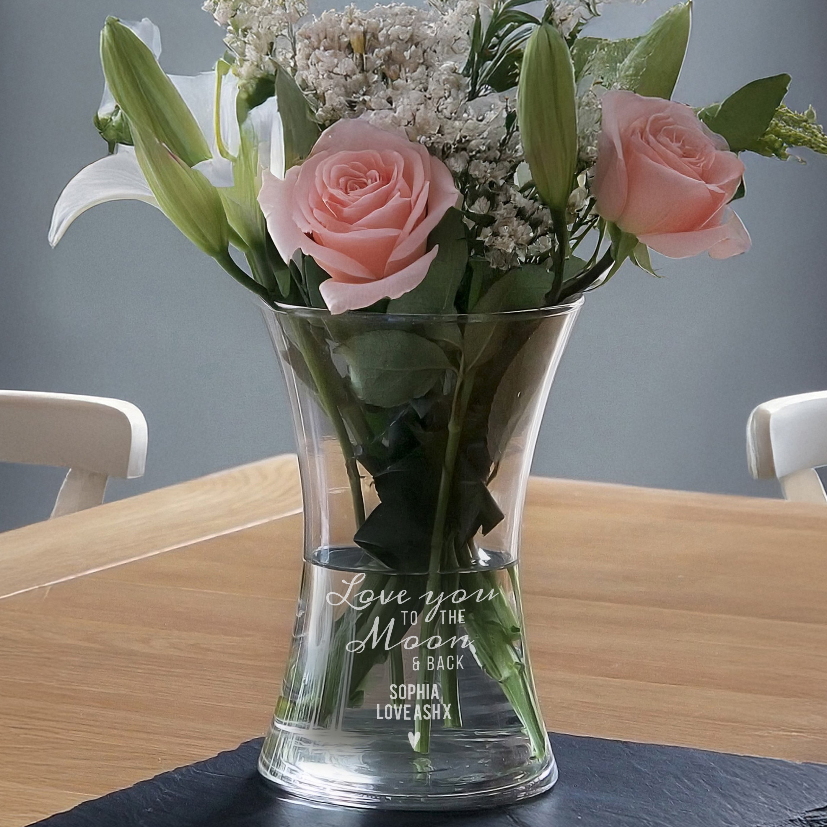 Personalised Love You To The Moon and Back Glass Vase