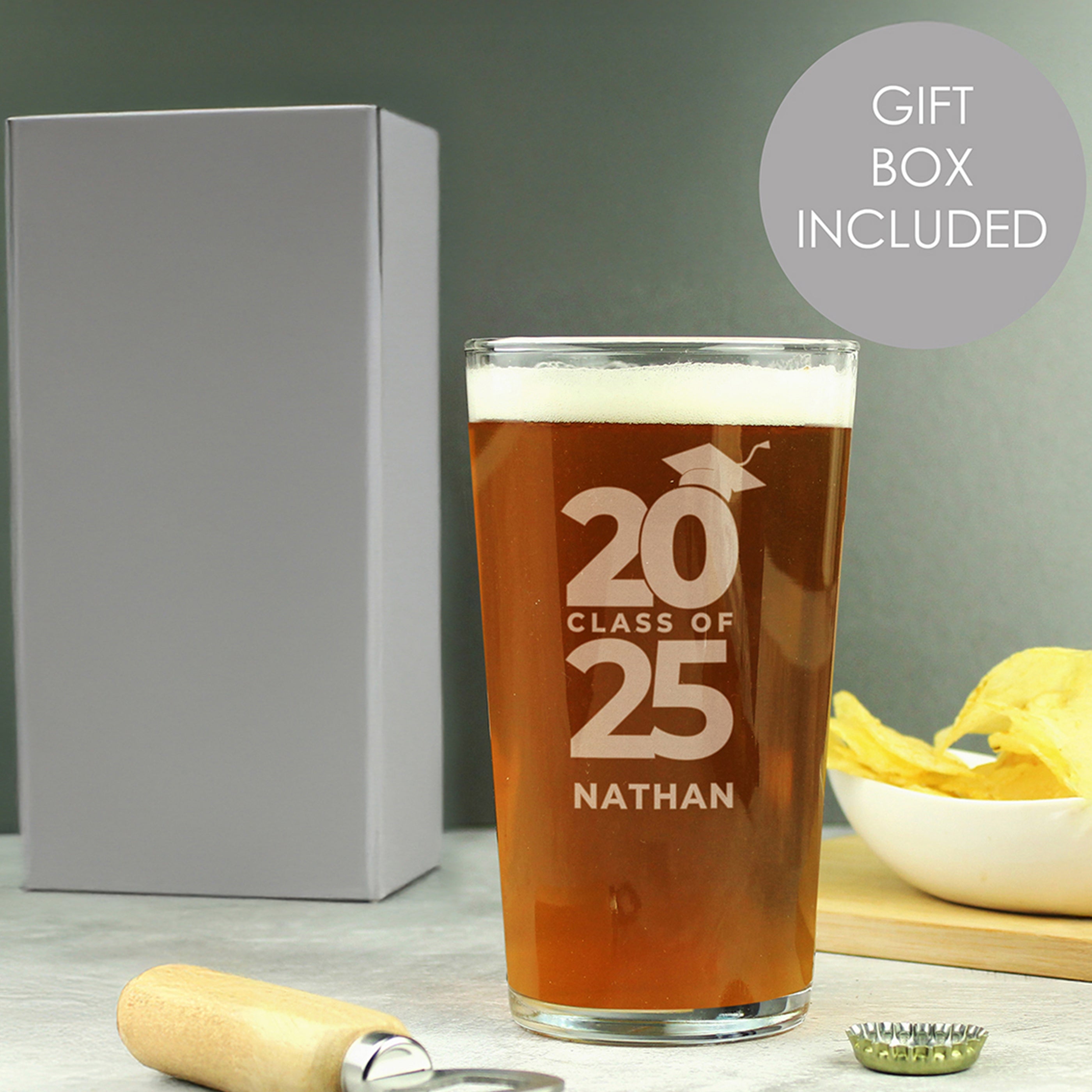 Personalised Class of Graduation Pint Glass