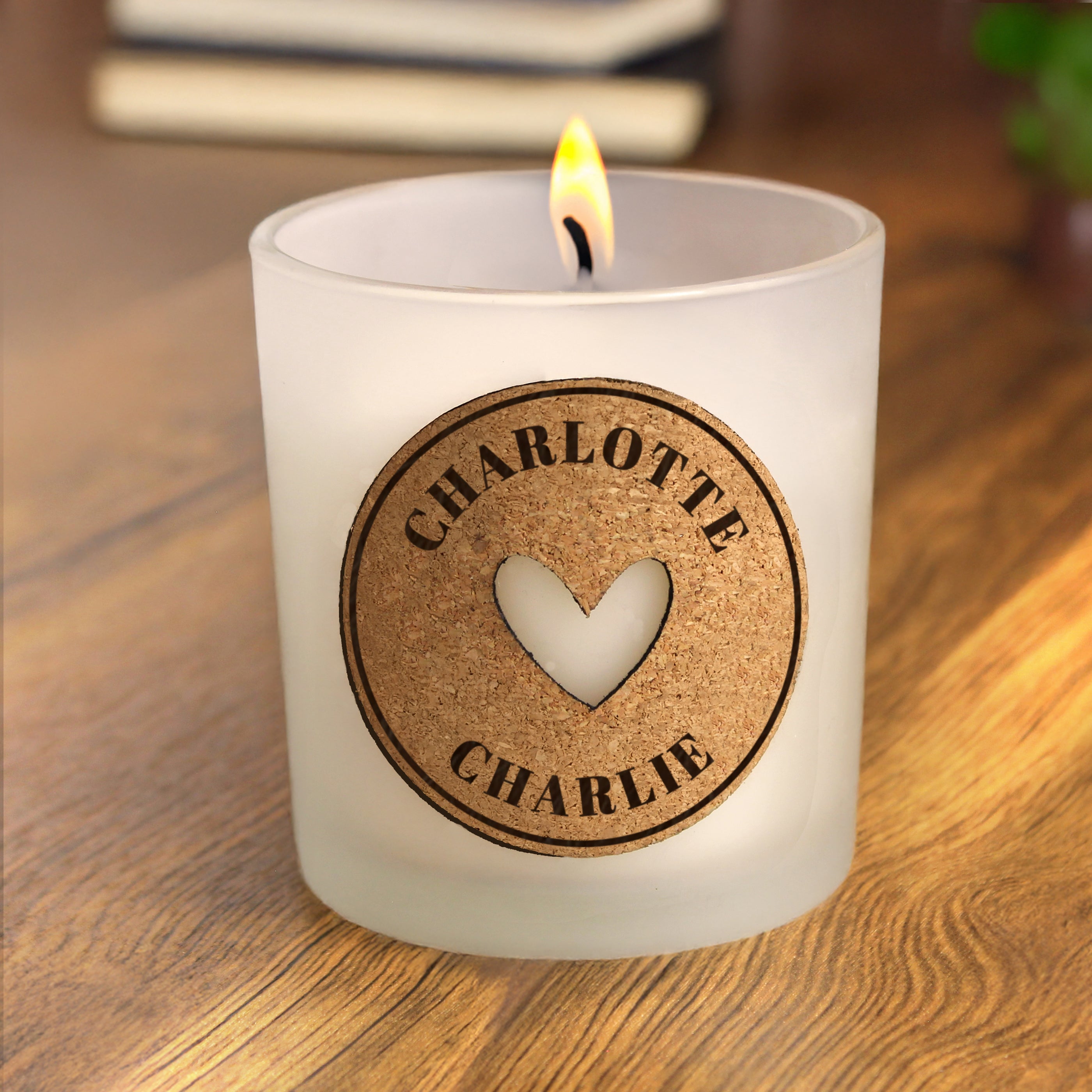 Personalised Heart Cork Label Candle Jar