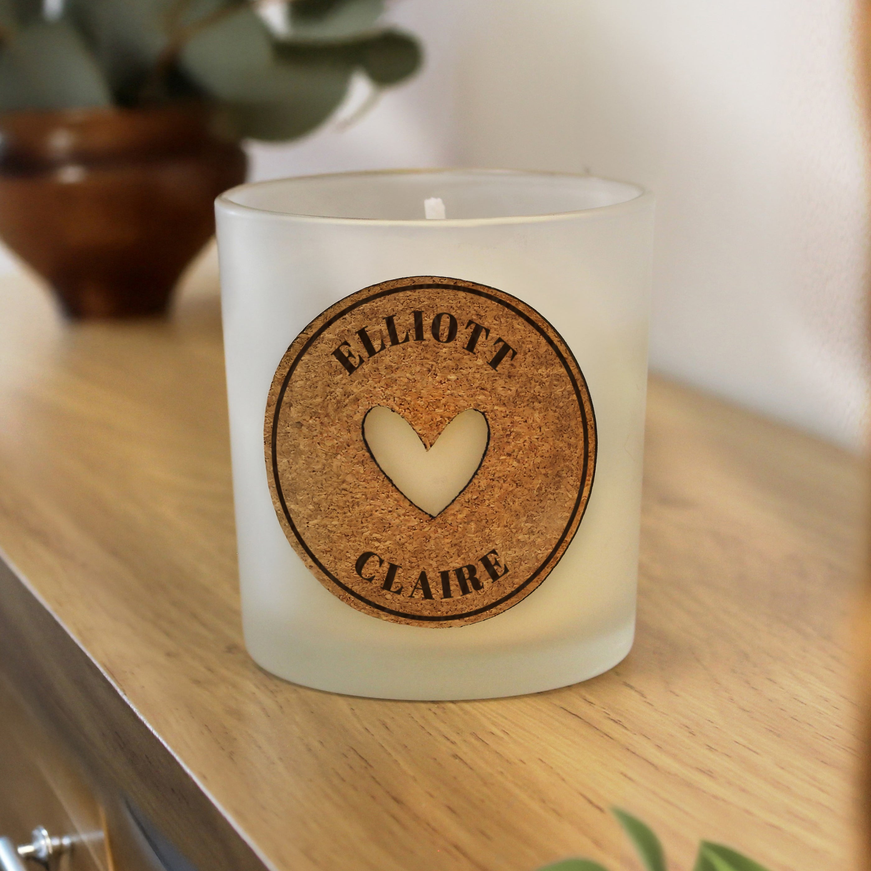 Personalised Heart Cork Label Candle Jar