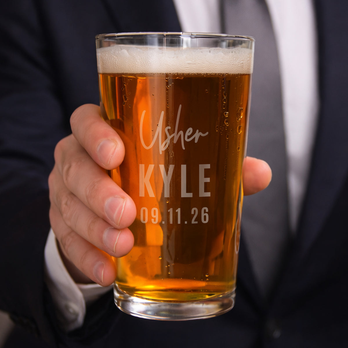 Personalised Usher Elegant Pint Glass