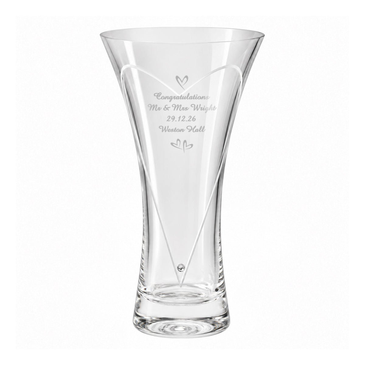Personalised Large Hand Cut Little Hearts Diamond Effect Vase
