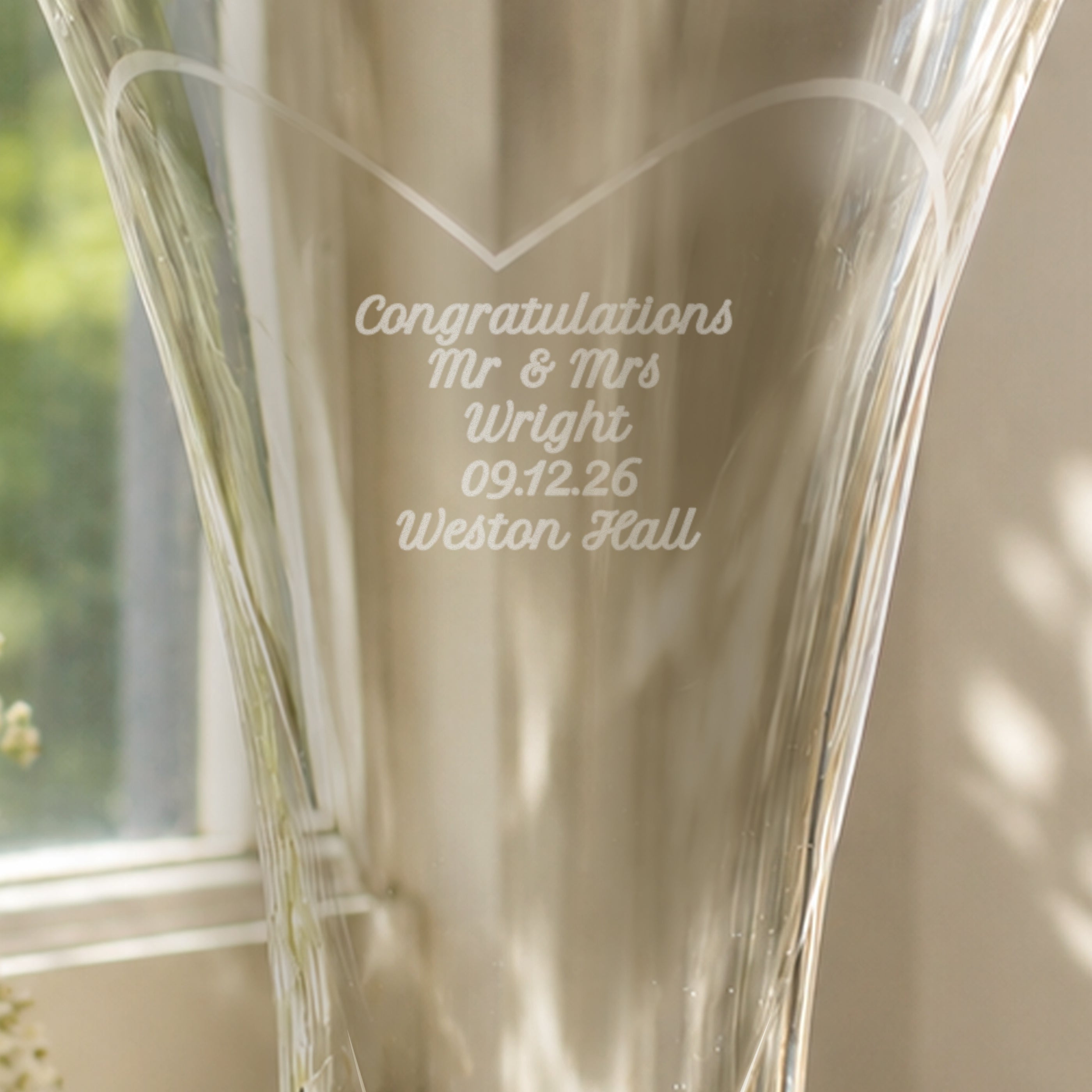Personalised Large Hand Cut Gold Diamond Effect Heart Vase