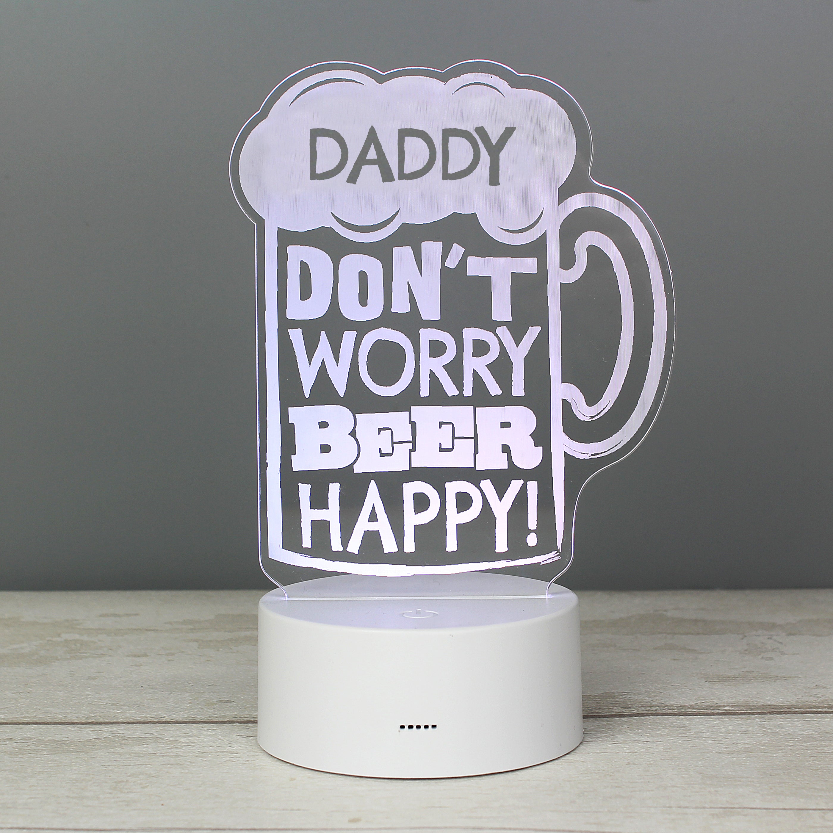 Personalised ""Beer Happy"" LED Colour Changing Light