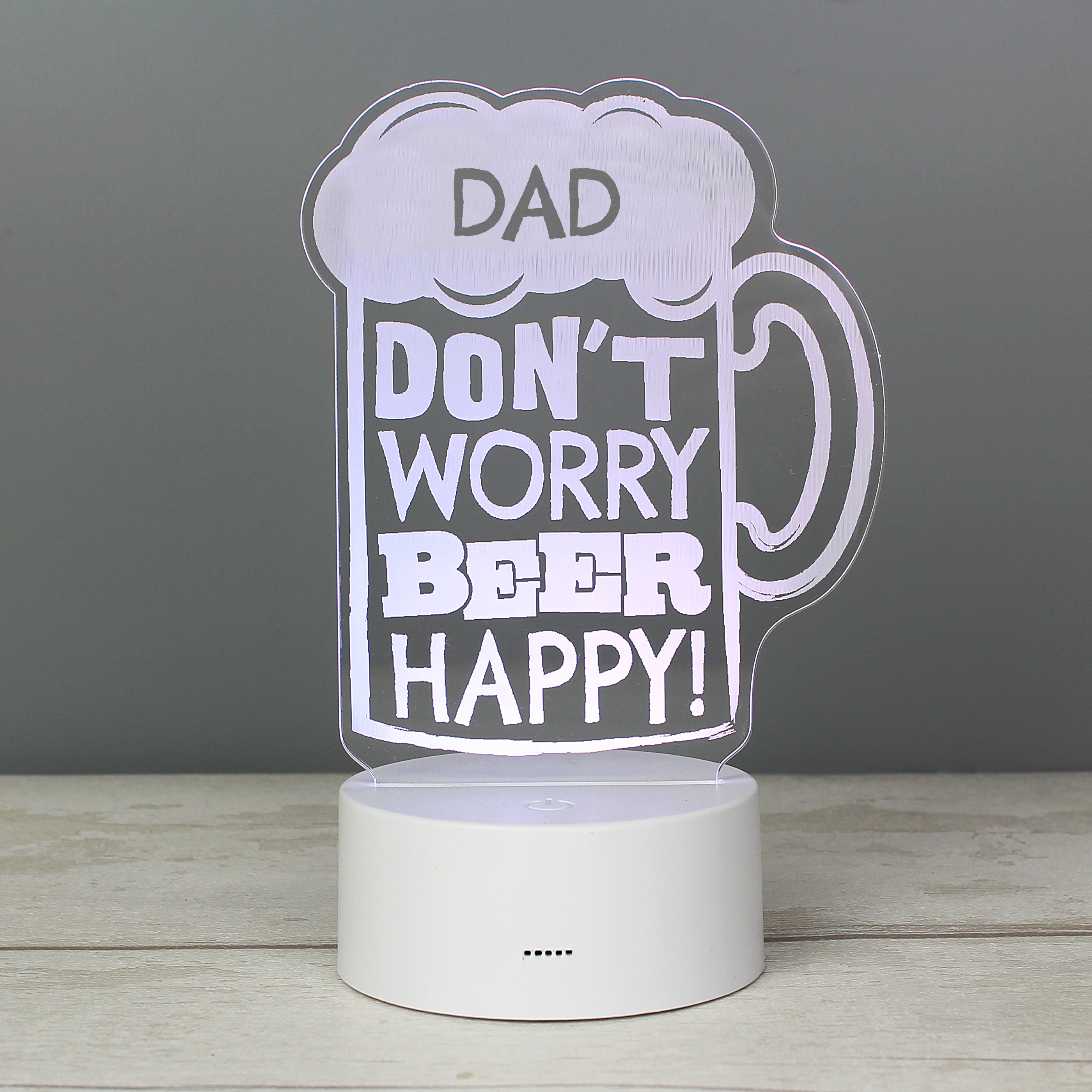 Personalised ""Beer Happy"" LED Colour Changing Light
