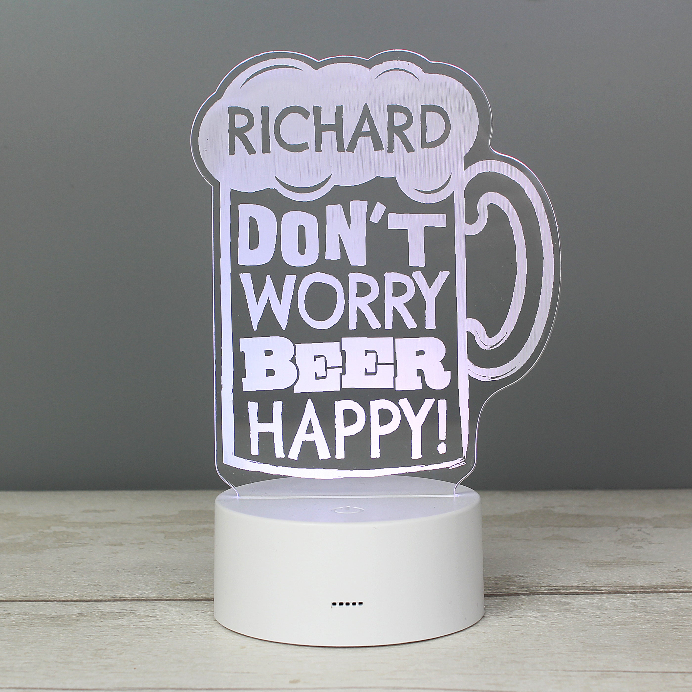 Personalised ""Beer Happy"" LED Colour Changing Light