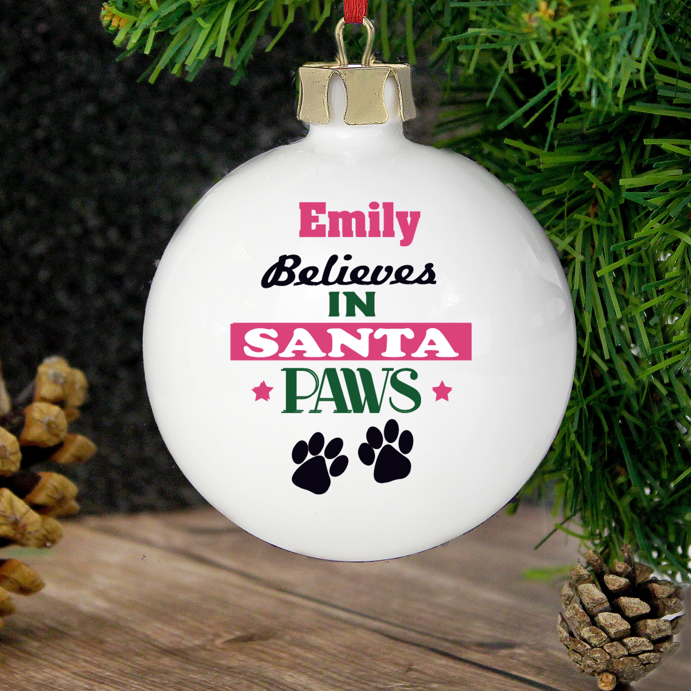 Personalised Santa Paws Bauble