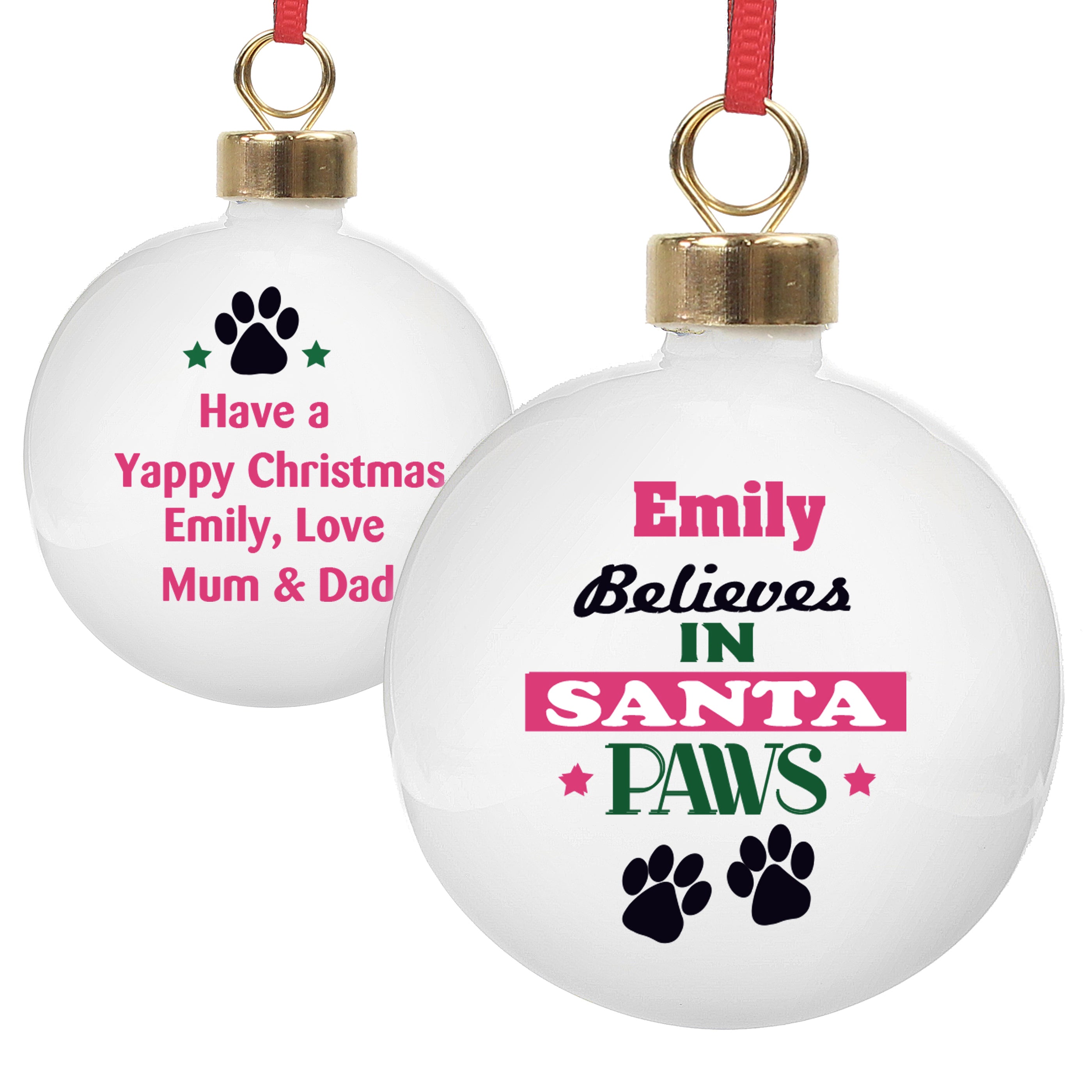 Personalised Santa Paws Bauble