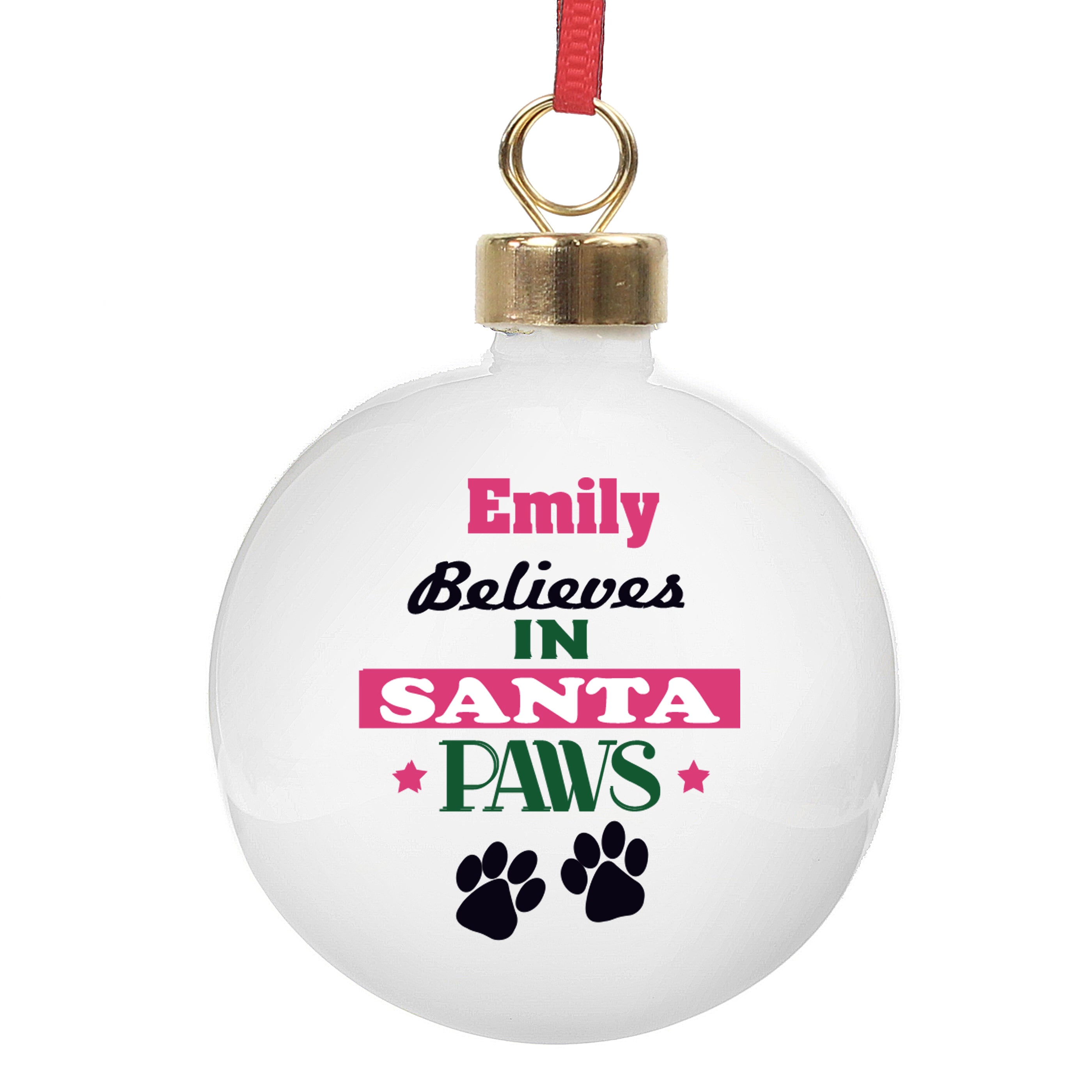 Personalised Santa Paws Bauble