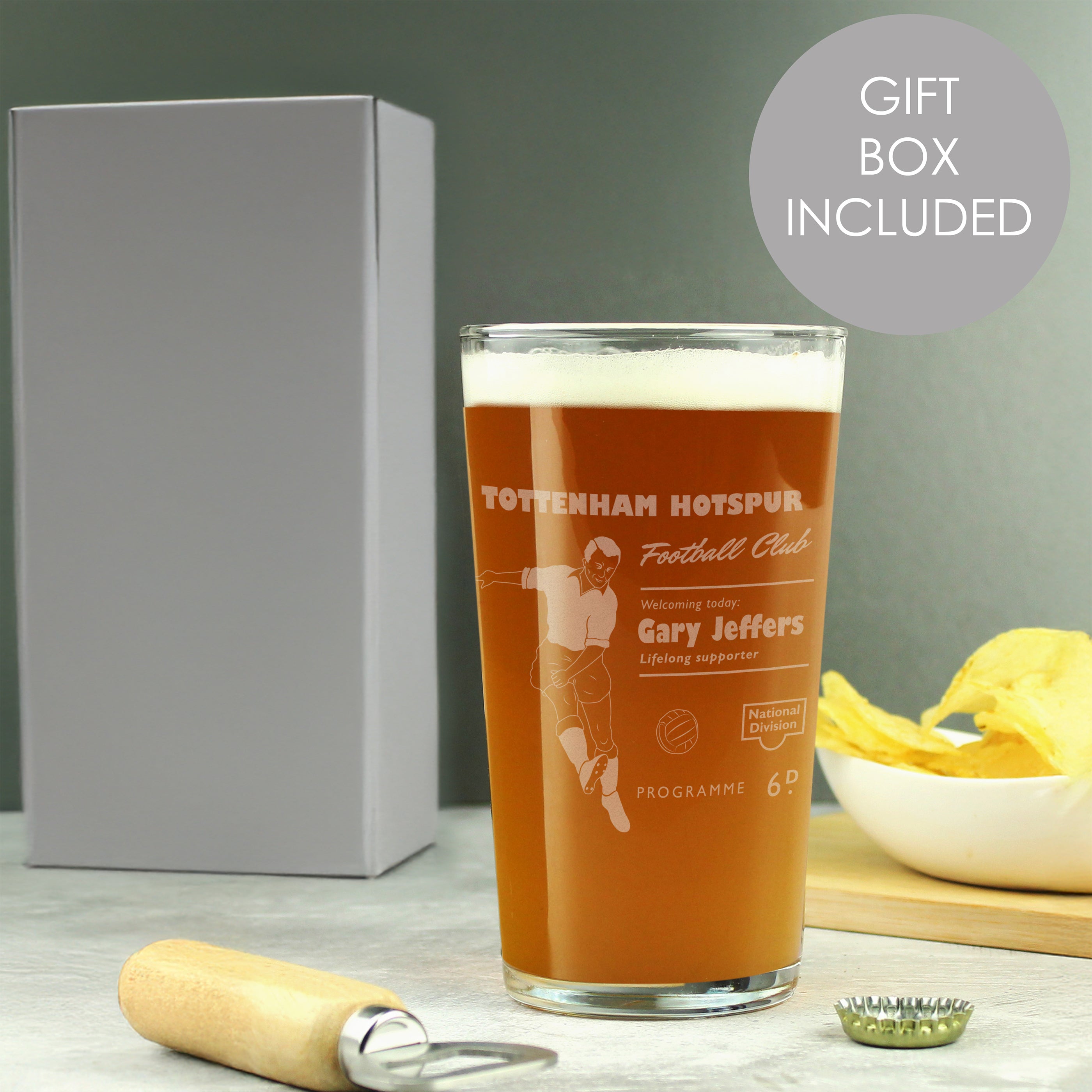 Personalised Vintage Football Supporter's Pint Glass