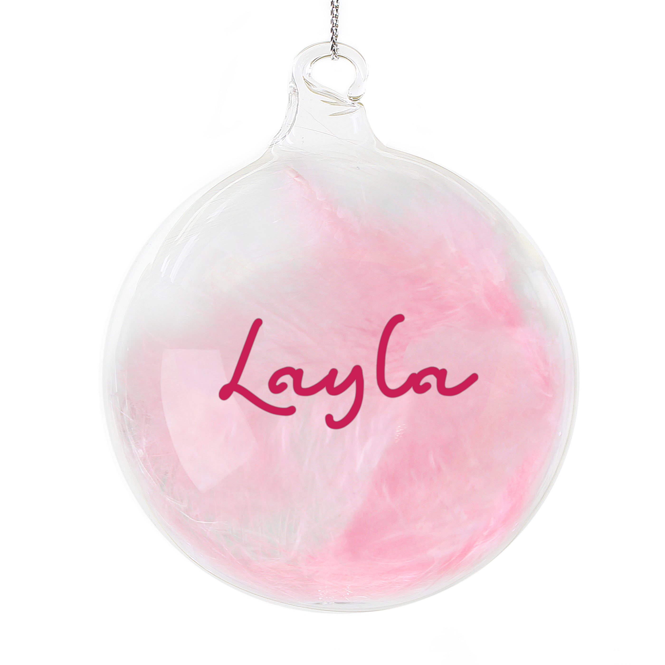 Personalised Pink Feather Bauble