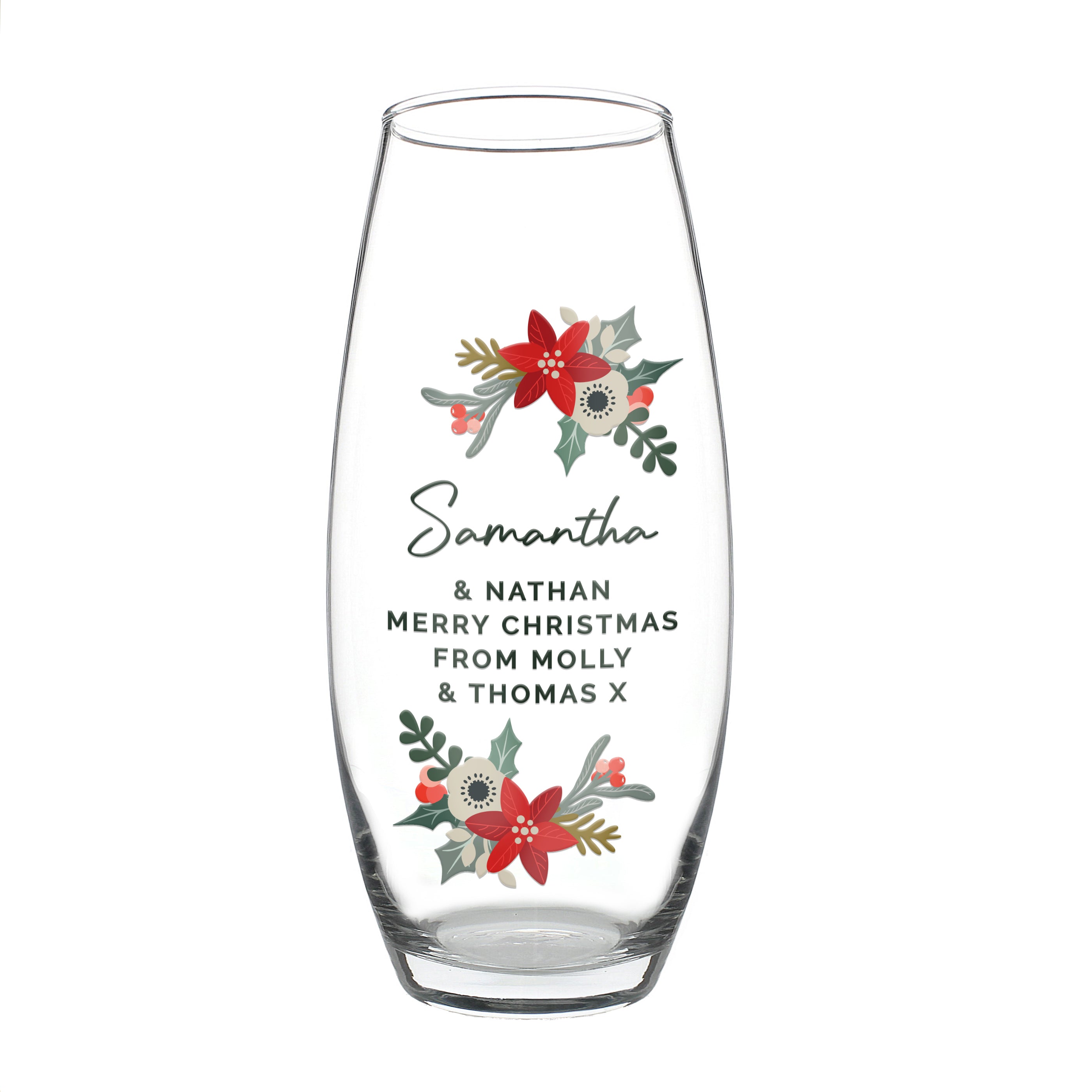 Personalised Poinsettia Bullet Vase