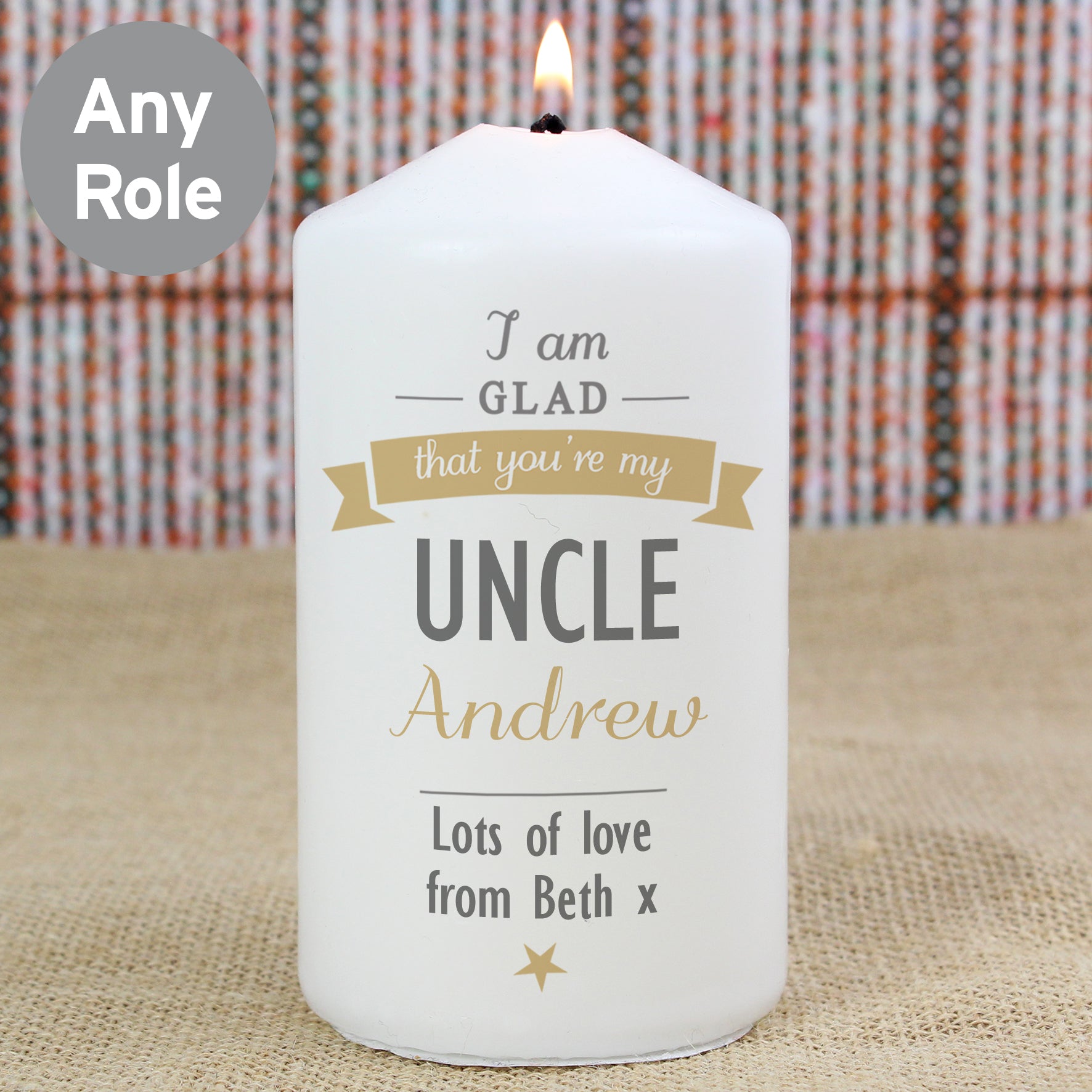 Personalised I Am Glad... Pillar Candle