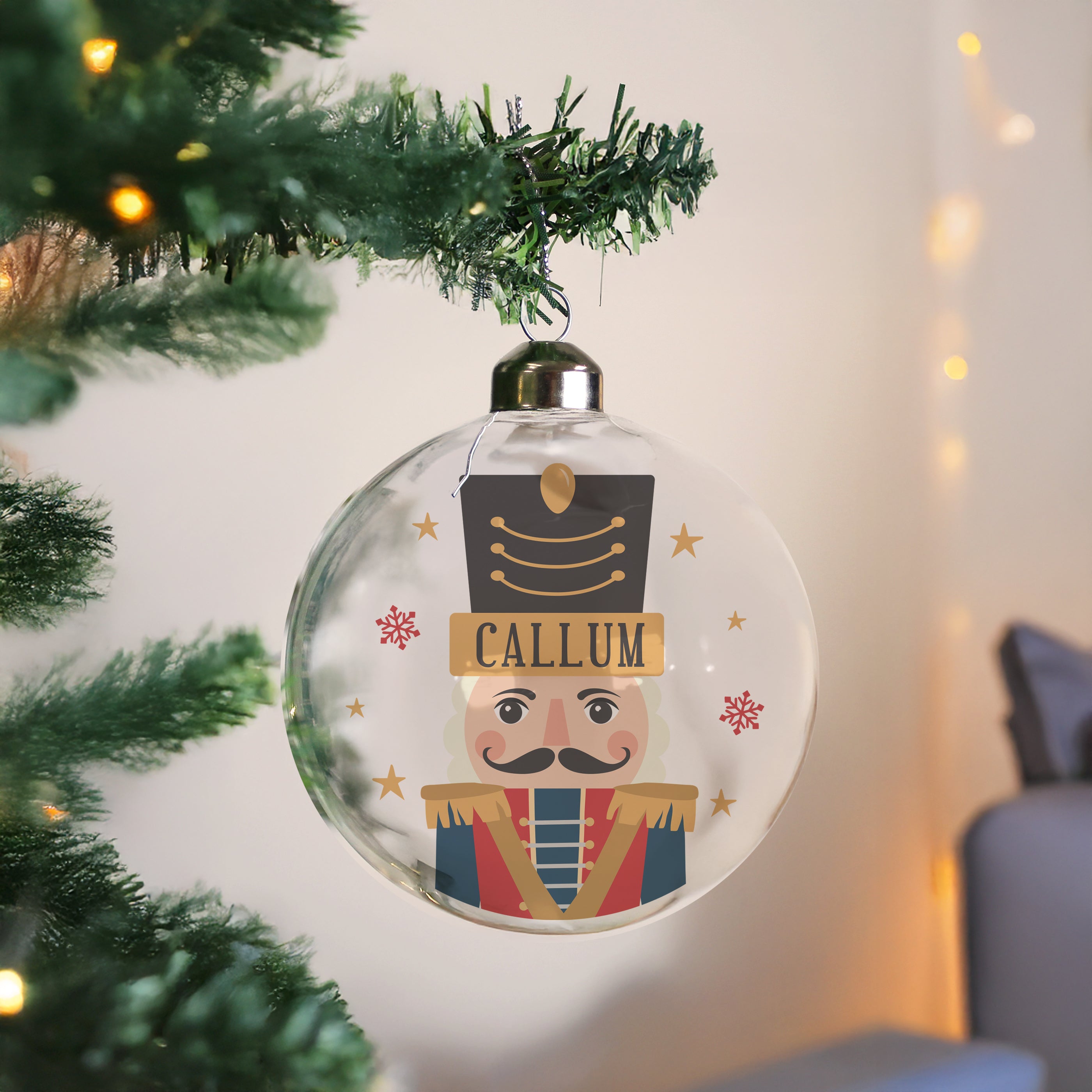 Personalised Nutcracker Christmas Glass Bauble