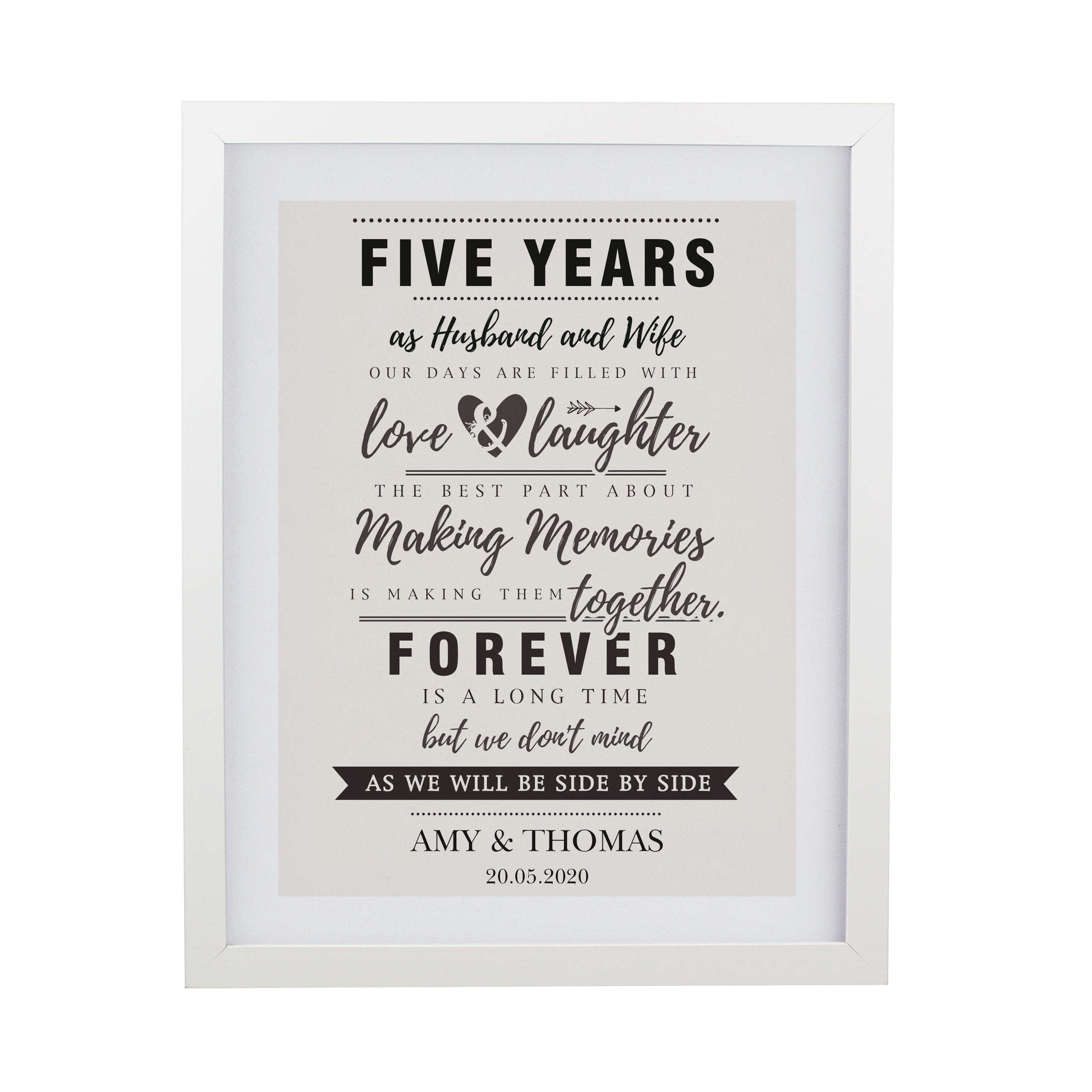 Personalised Anniversary White Poster Frane