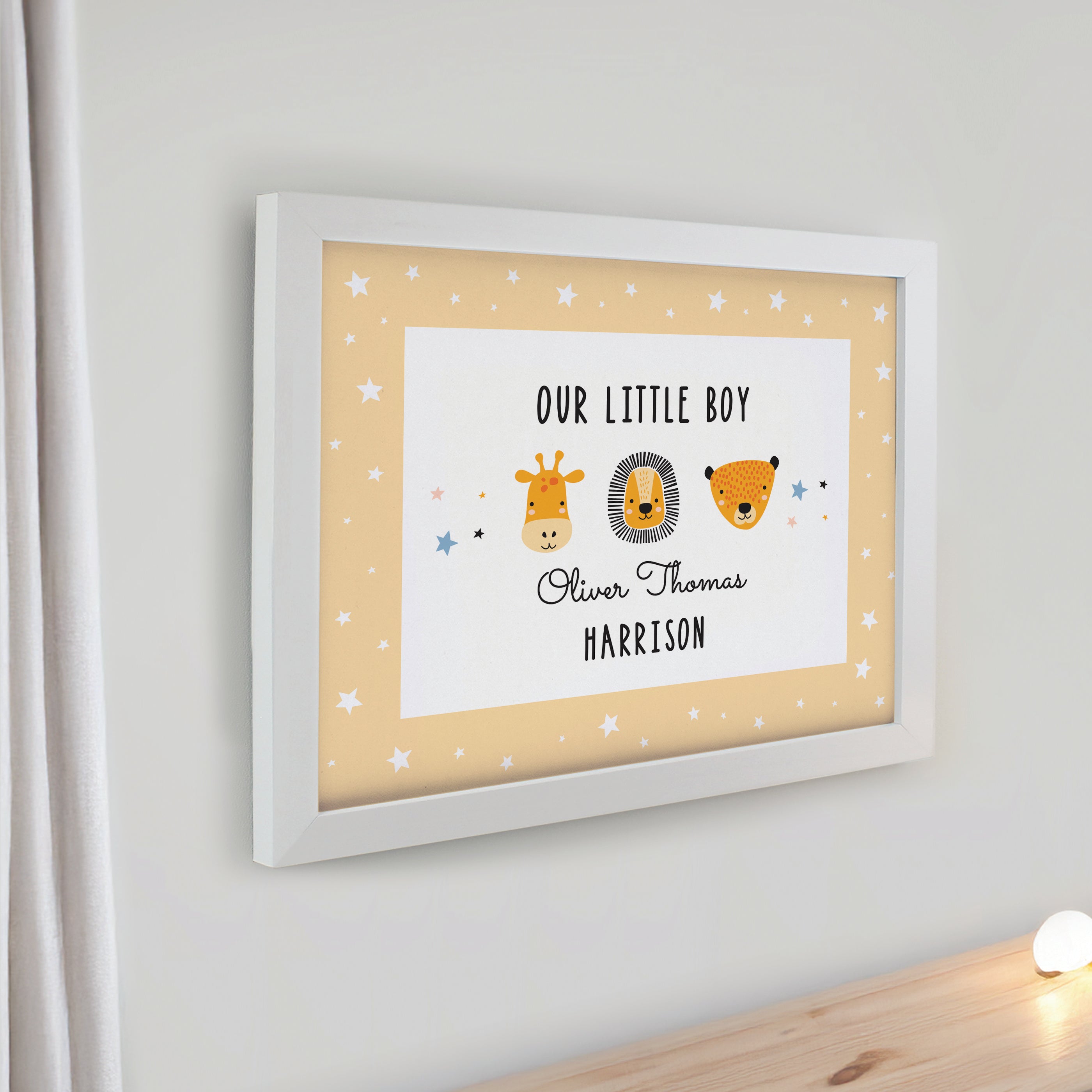 Personalised Scandi Animals White Poster Frame