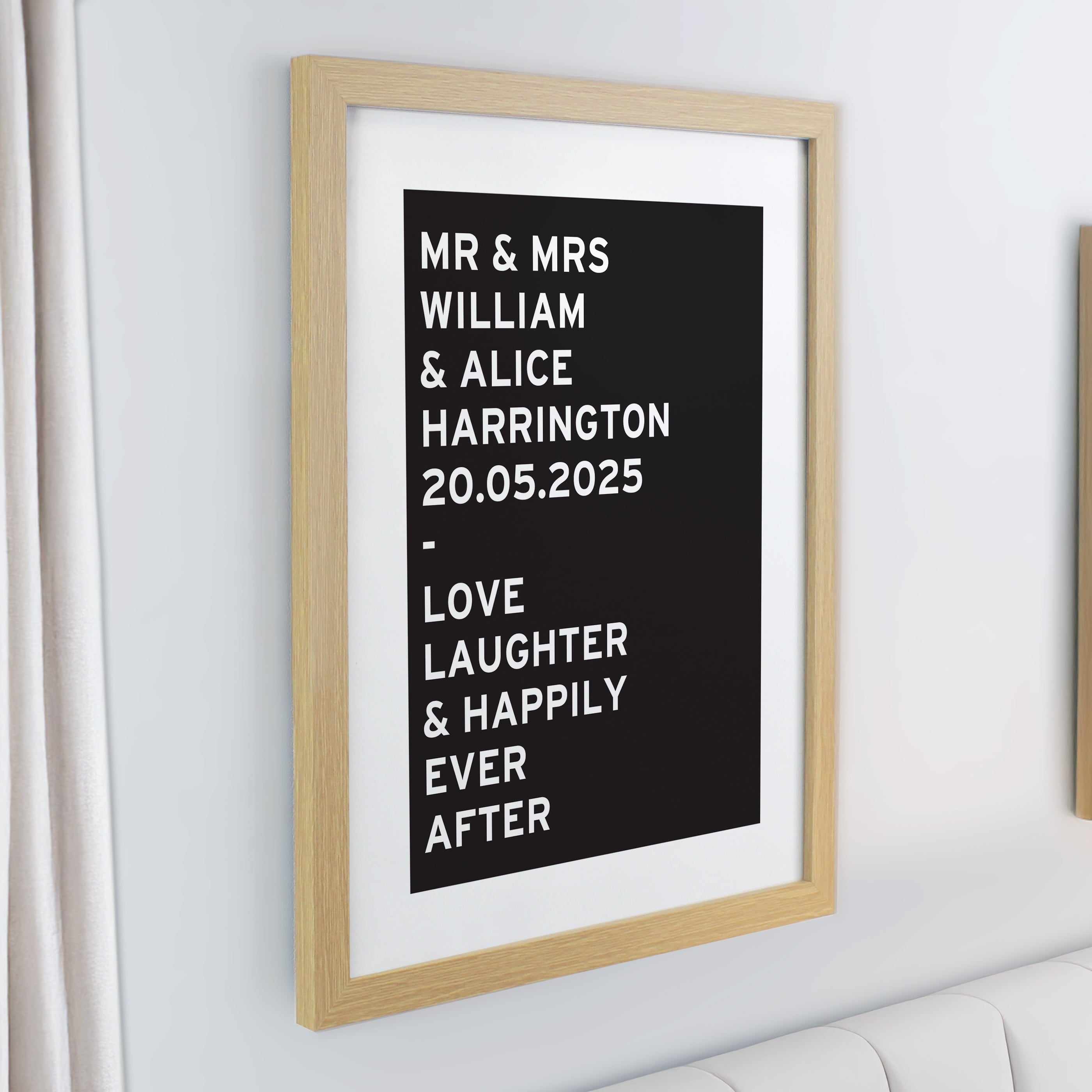 Personalised Typography Oak Poster Frame