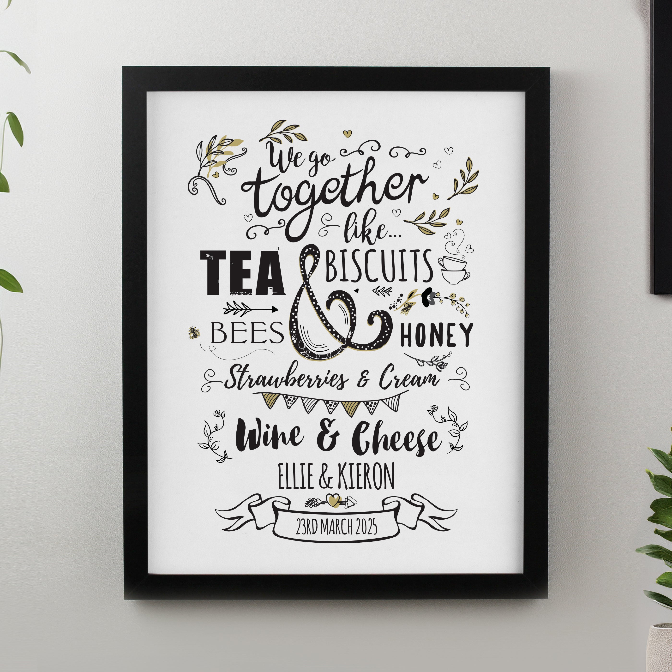 Personalised We go Together Black Poster Frame
