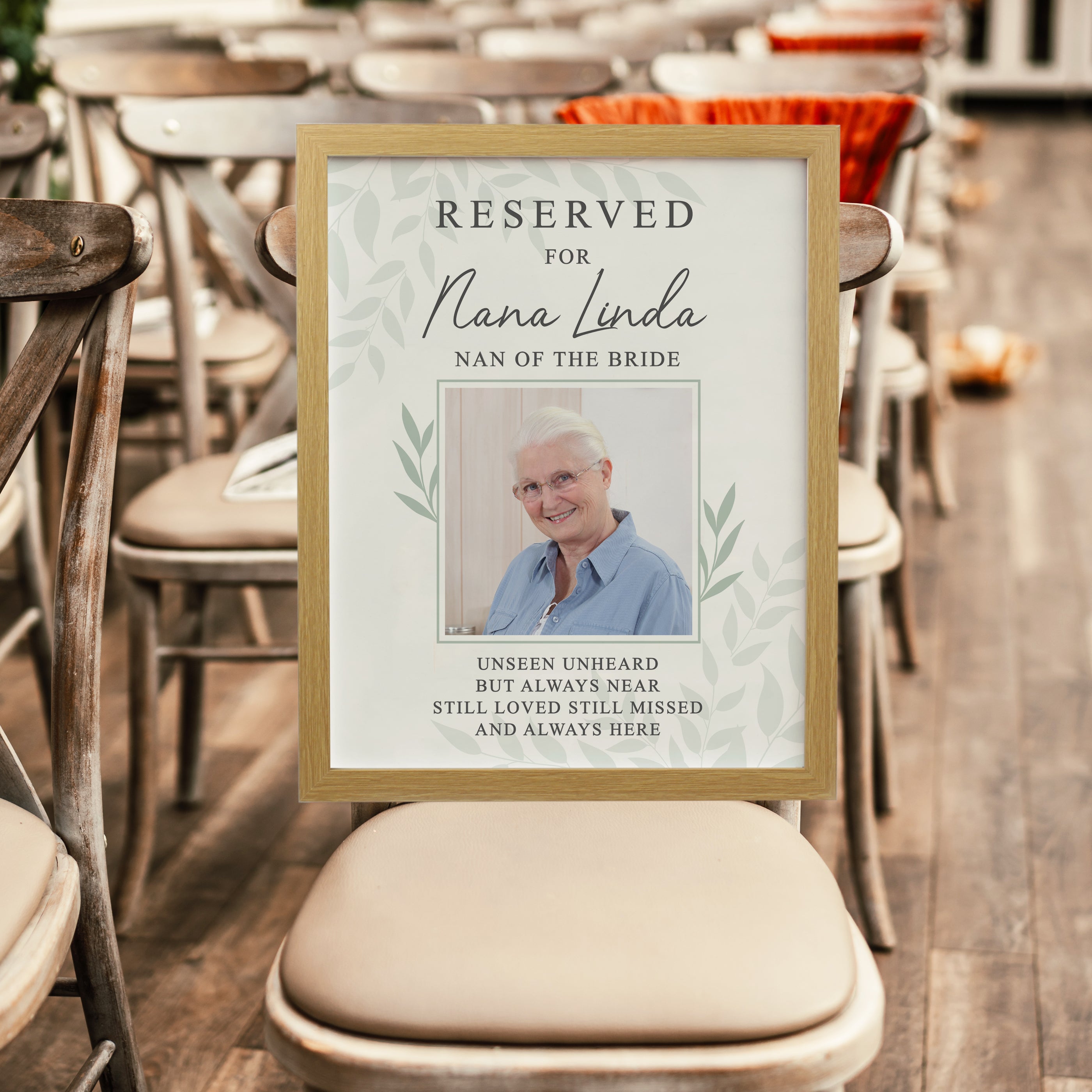 Personalised Reserved For Photo Upload Oak Poster Frame