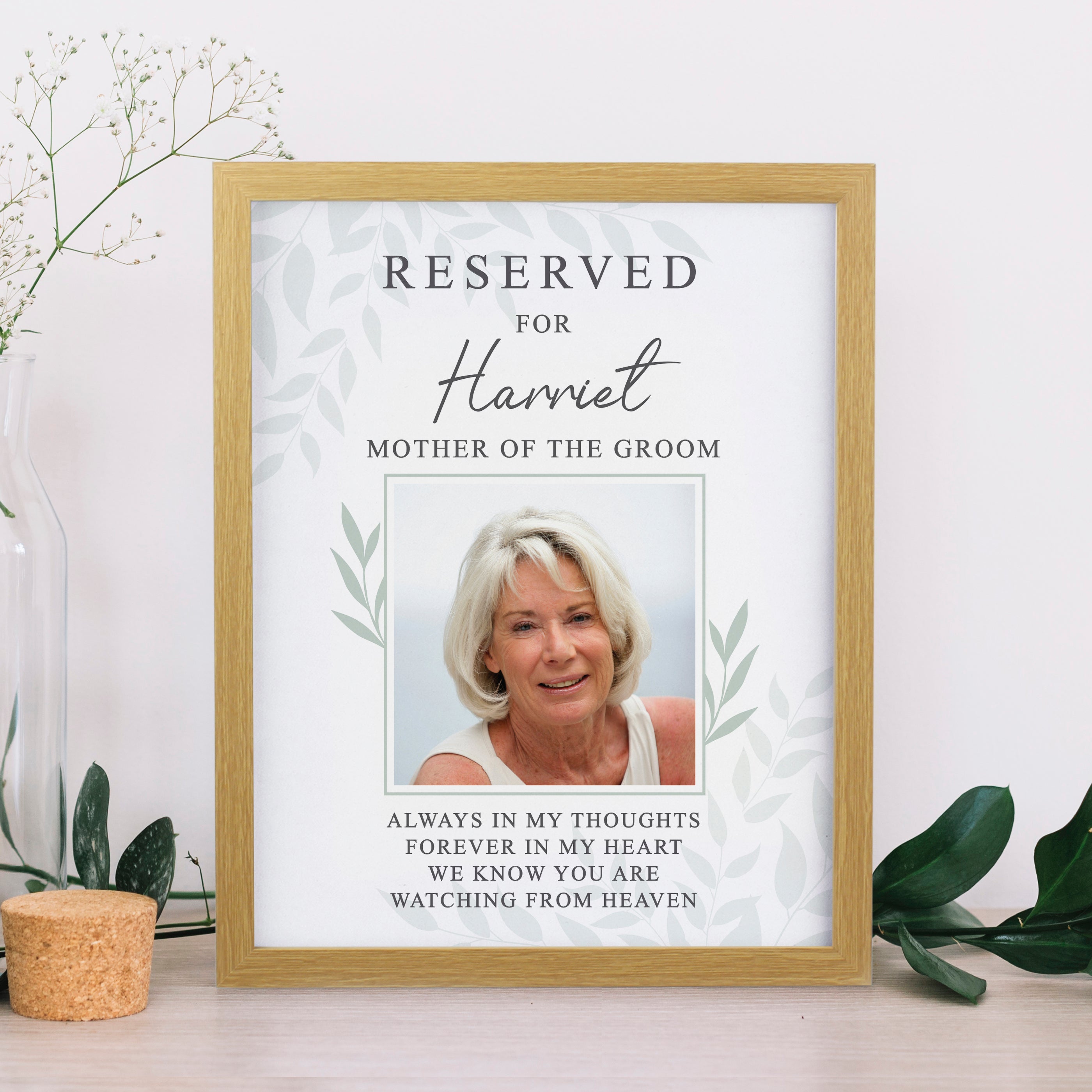 Personalised Reserved For Photo Upload Oak Poster Frame