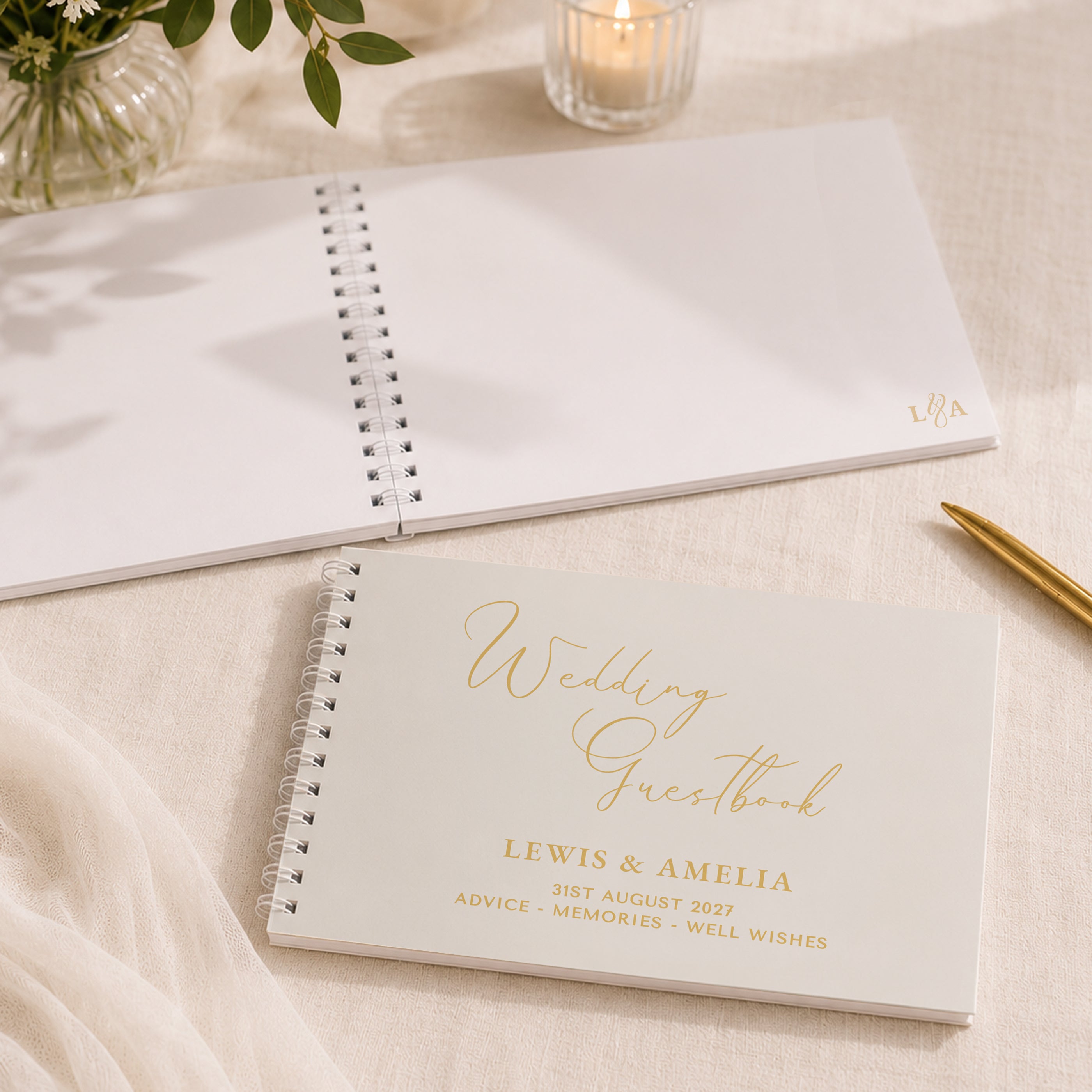 Personalised Off White Wedding Guest Book