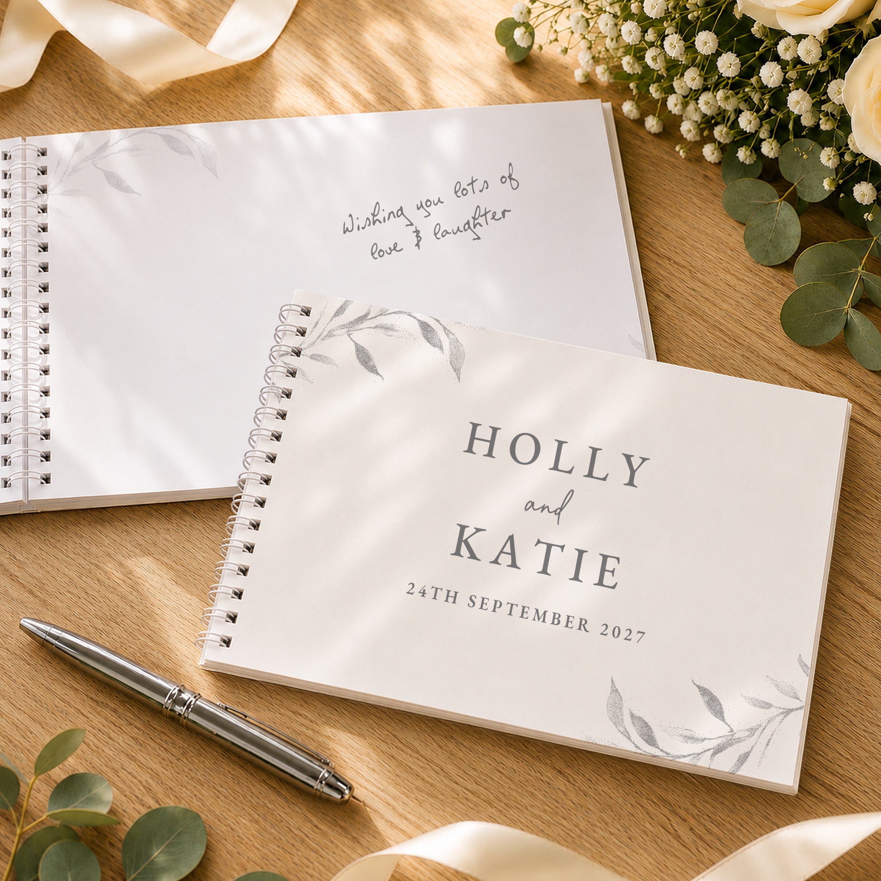 Personalised Botanical Off White Wedding Guest Book