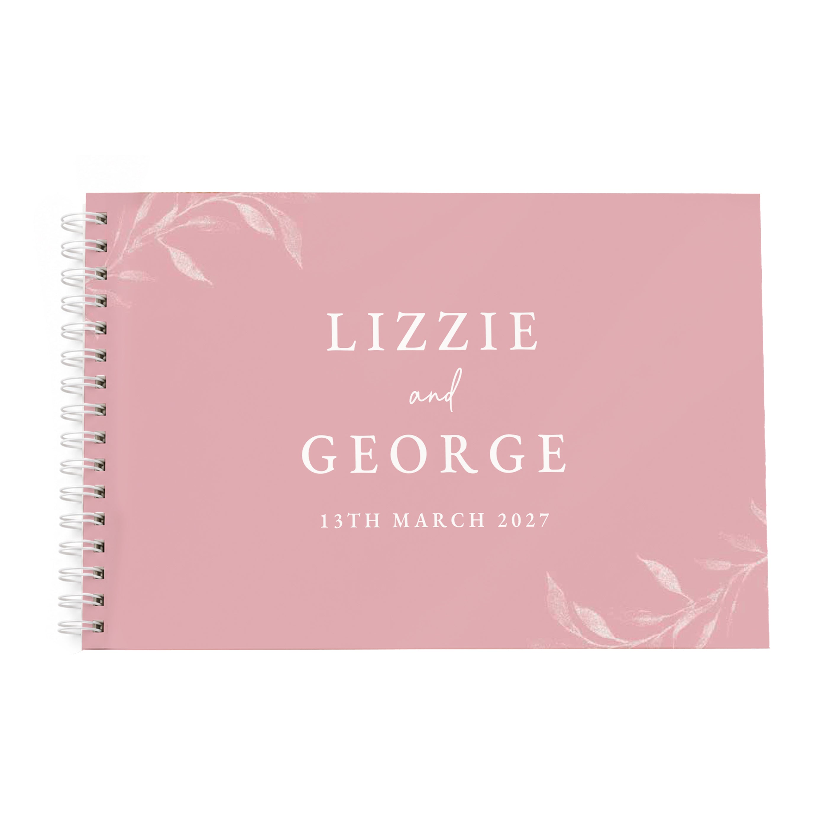 Personalised Botanical Soft Pink Wedding Guest Book