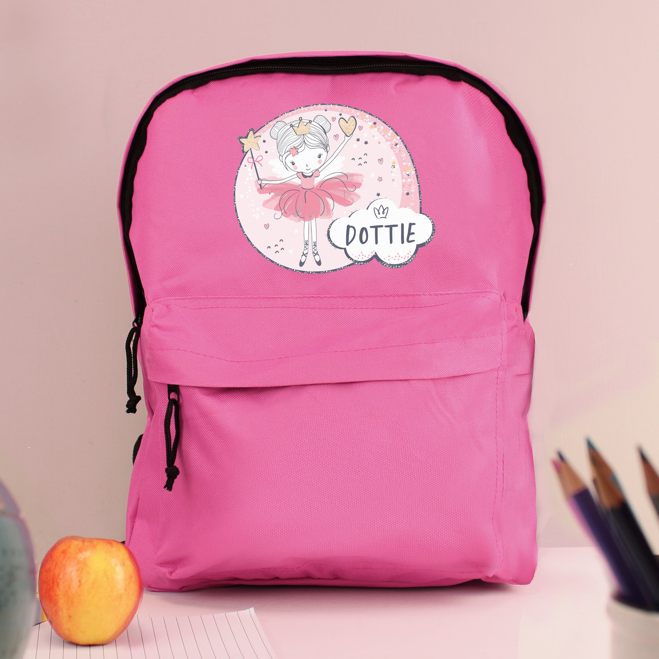 Personalised Princess Ballerina Pink Backpack