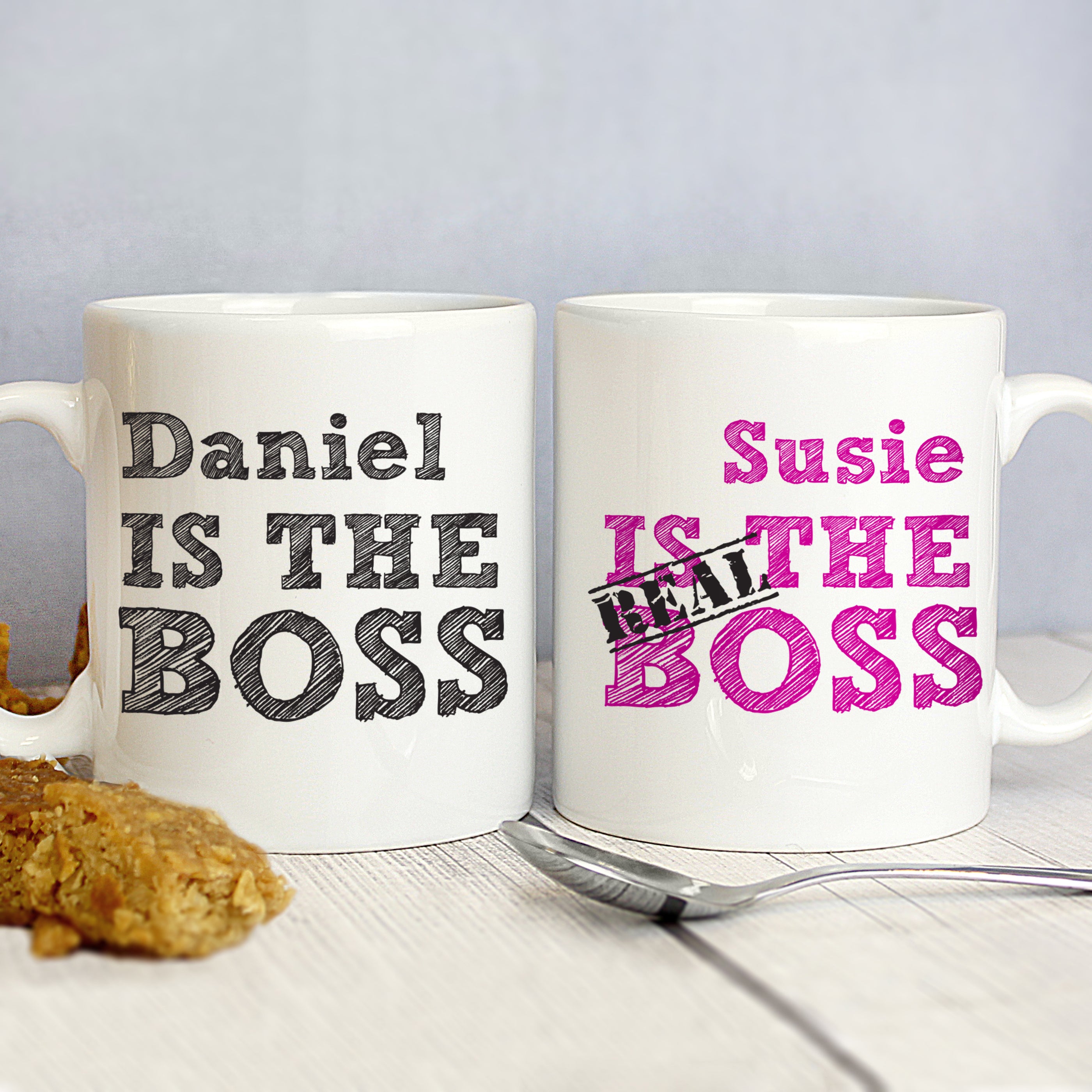 Personalised The Real Boss Sketch Mug Set