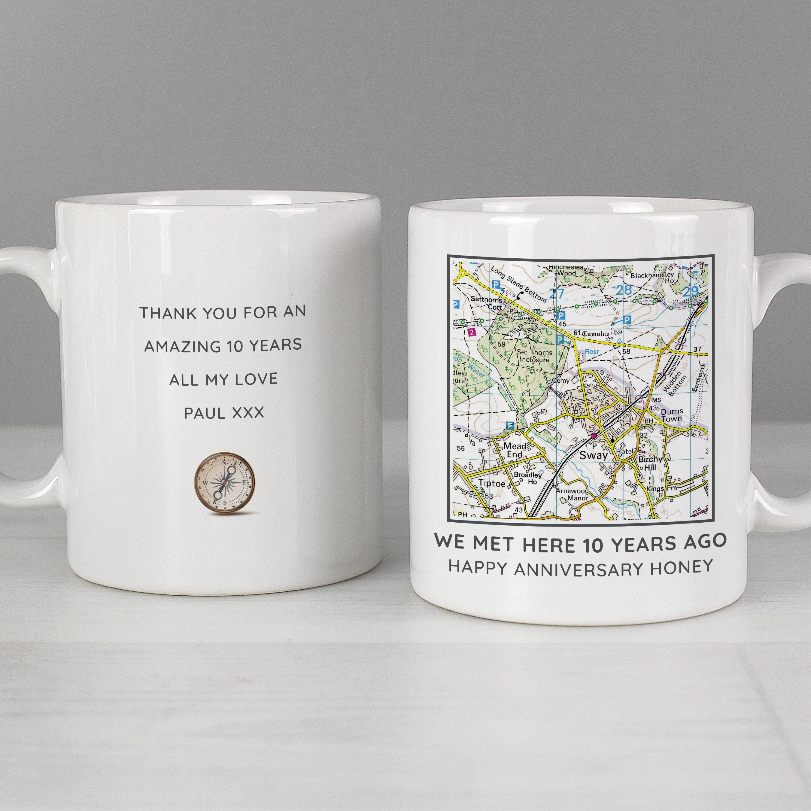 Personalised Present Day Map Compass Mug