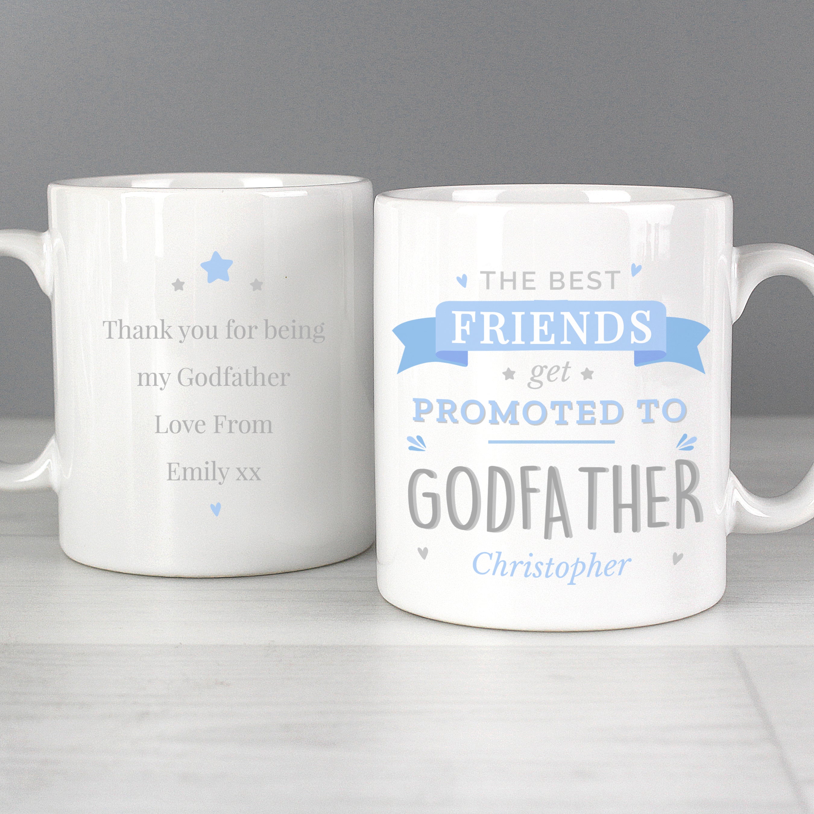 Personalised Blue Promoted to Mug
