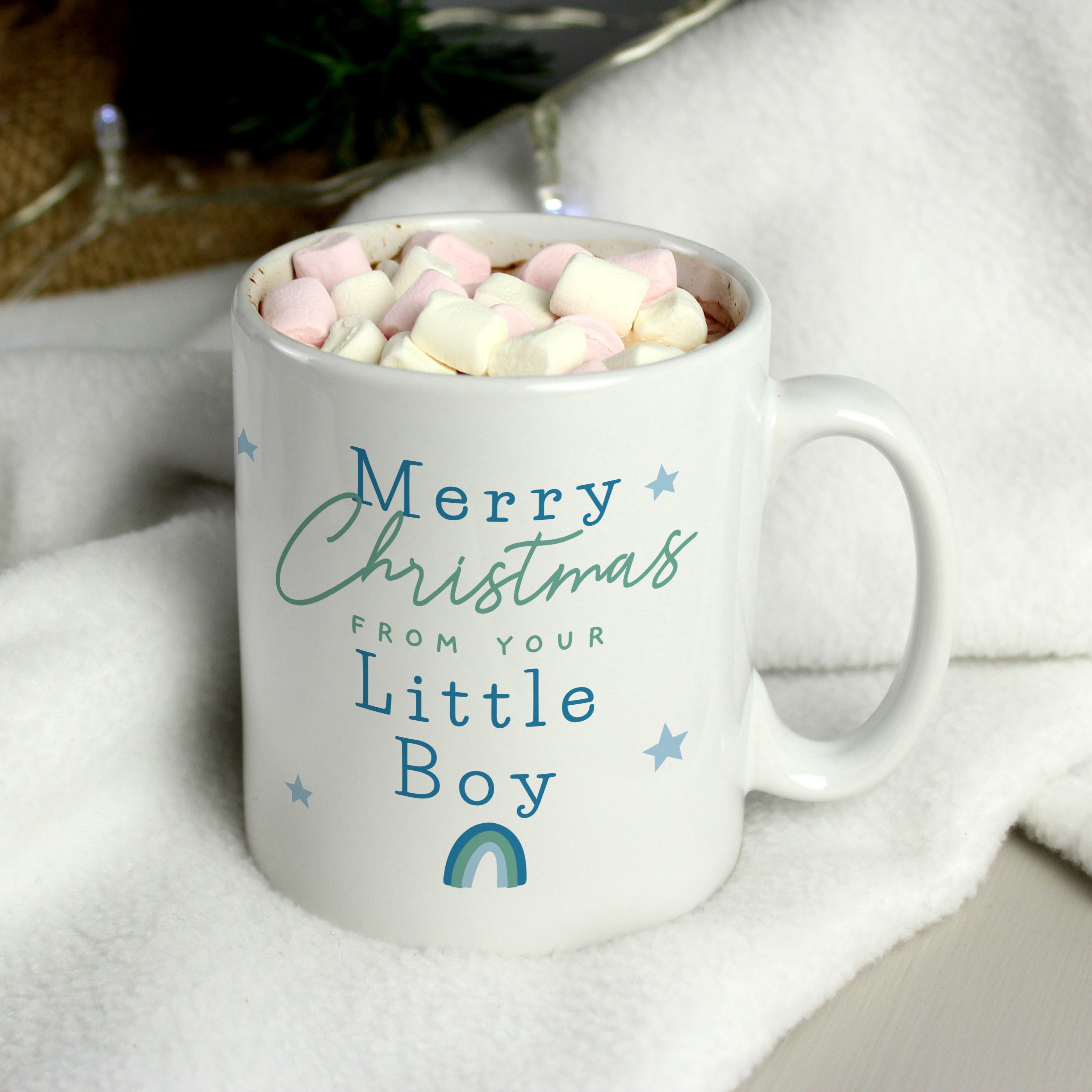 Personalised Merry Christmas From Your Little Boy Mug