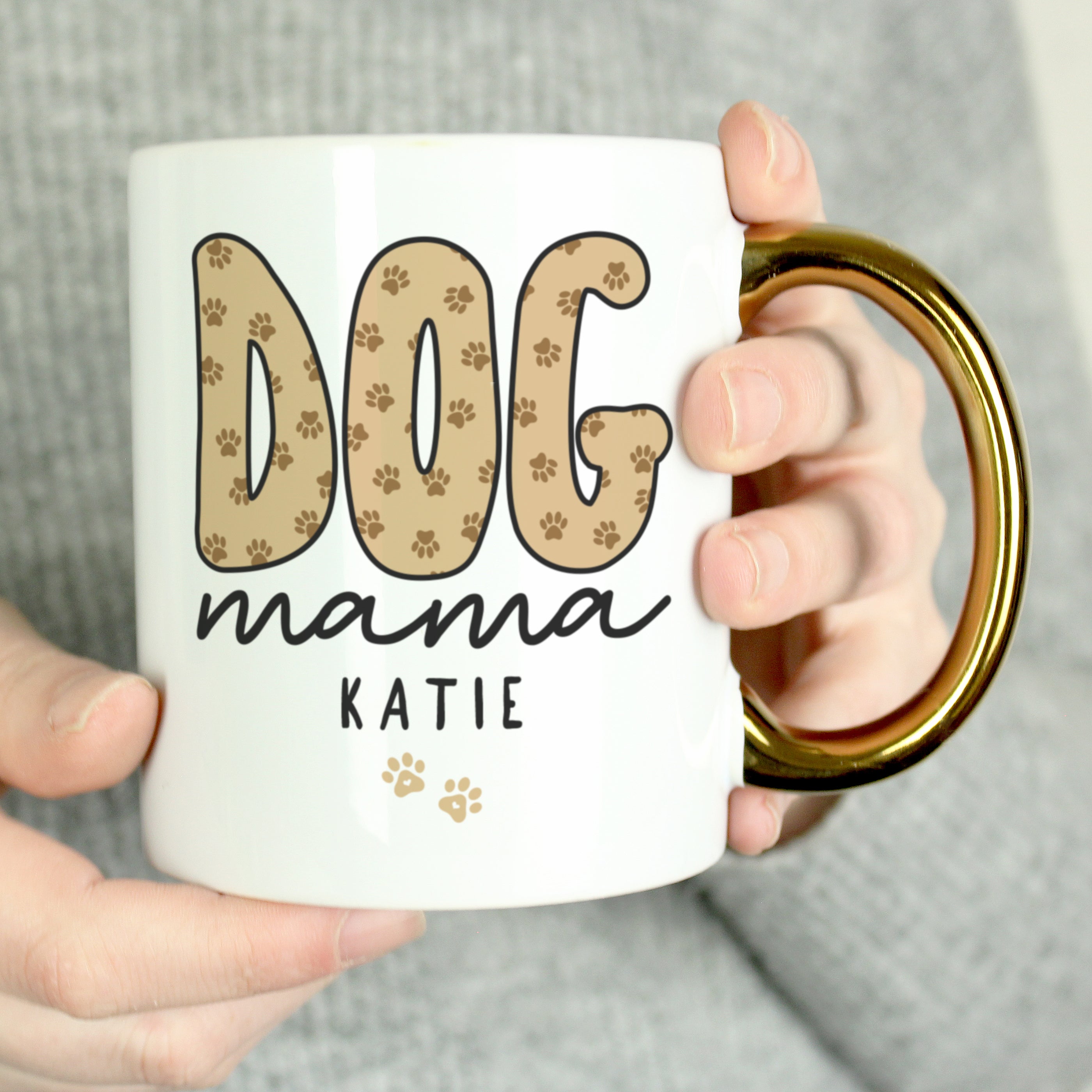 Personalised Dog Mama Gold Handle Mug